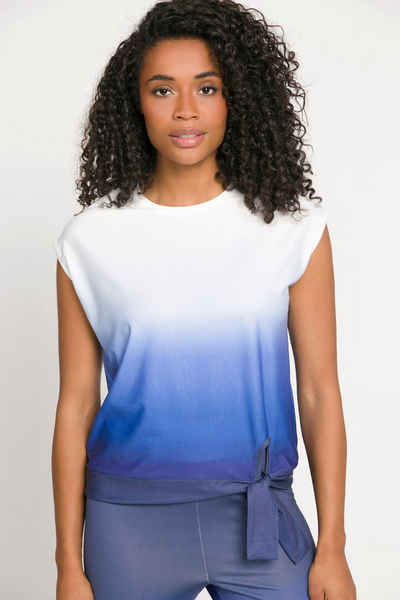 Gina Laura Rundhalsshirt Yoga-T-Shirt Farbverlauf Saumknoten Rundhals