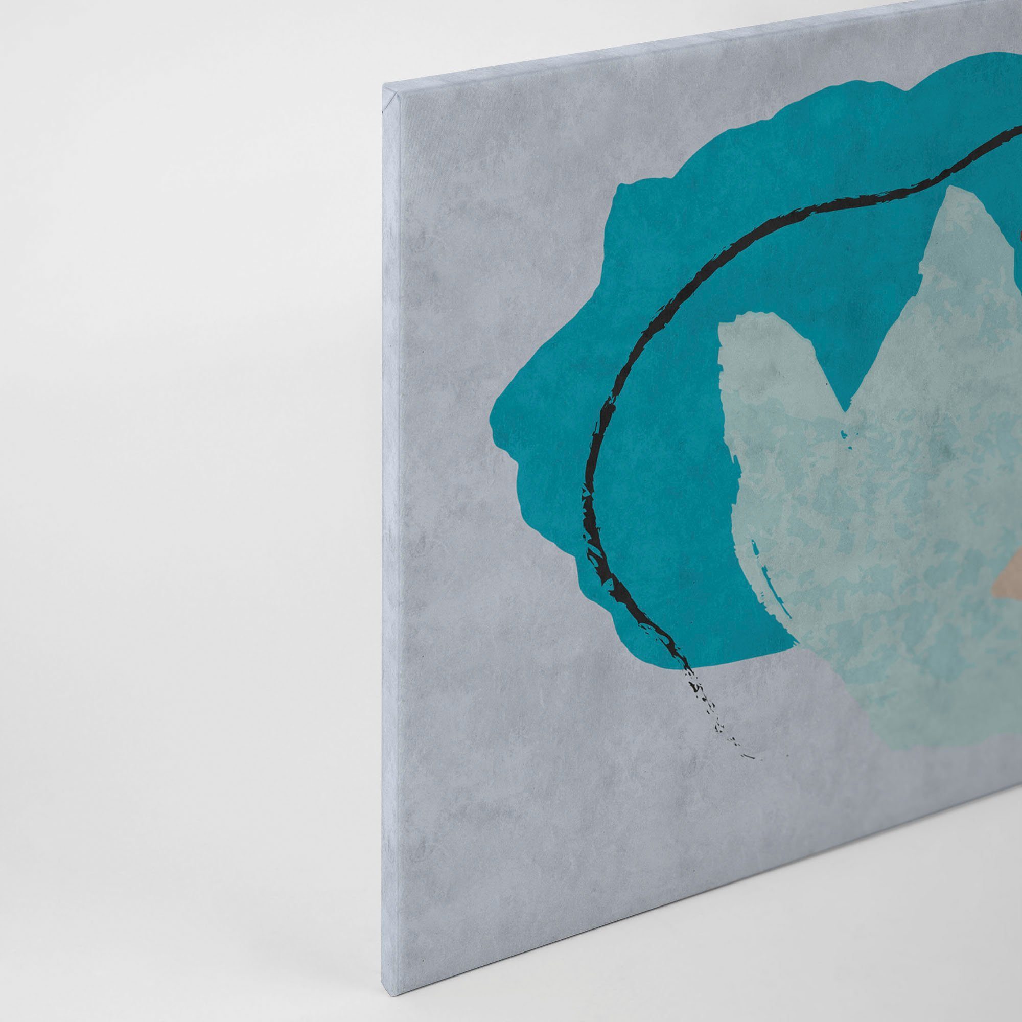 A.S. St), Abstrakt collage, Abstrakt floral Bild grau, Leinwandbild Floral Keilrahmen Création blau, braun (1
