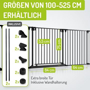 BOMI Kamingitter Kaminschutzgitter ohne Bohren Milo 100-525 cm, Extrabreite Tür: 75 cm Durchgang & Feststellfunktion