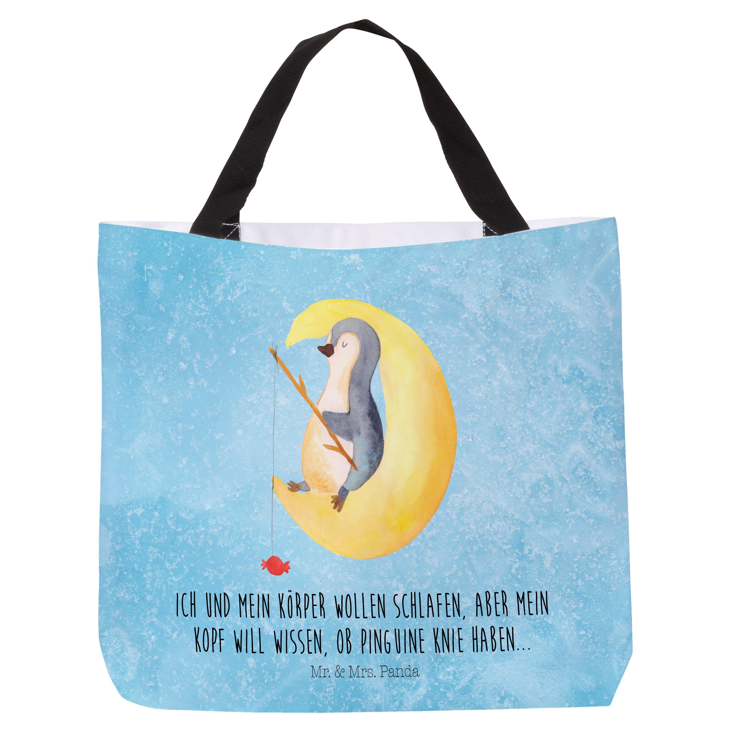 Mr. & Mrs. Panda Shopper Pinguin Mond - Eisblau - Geschenk, Einkaufsbeutel, Spruch, Tasche, Be (1-tlg)