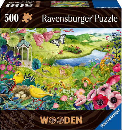Ravensburger Puzzle Wooden, Wilder Garten, 500 Puzzleteile, Made in Europe; FSC® - schützt Wald - weltweit