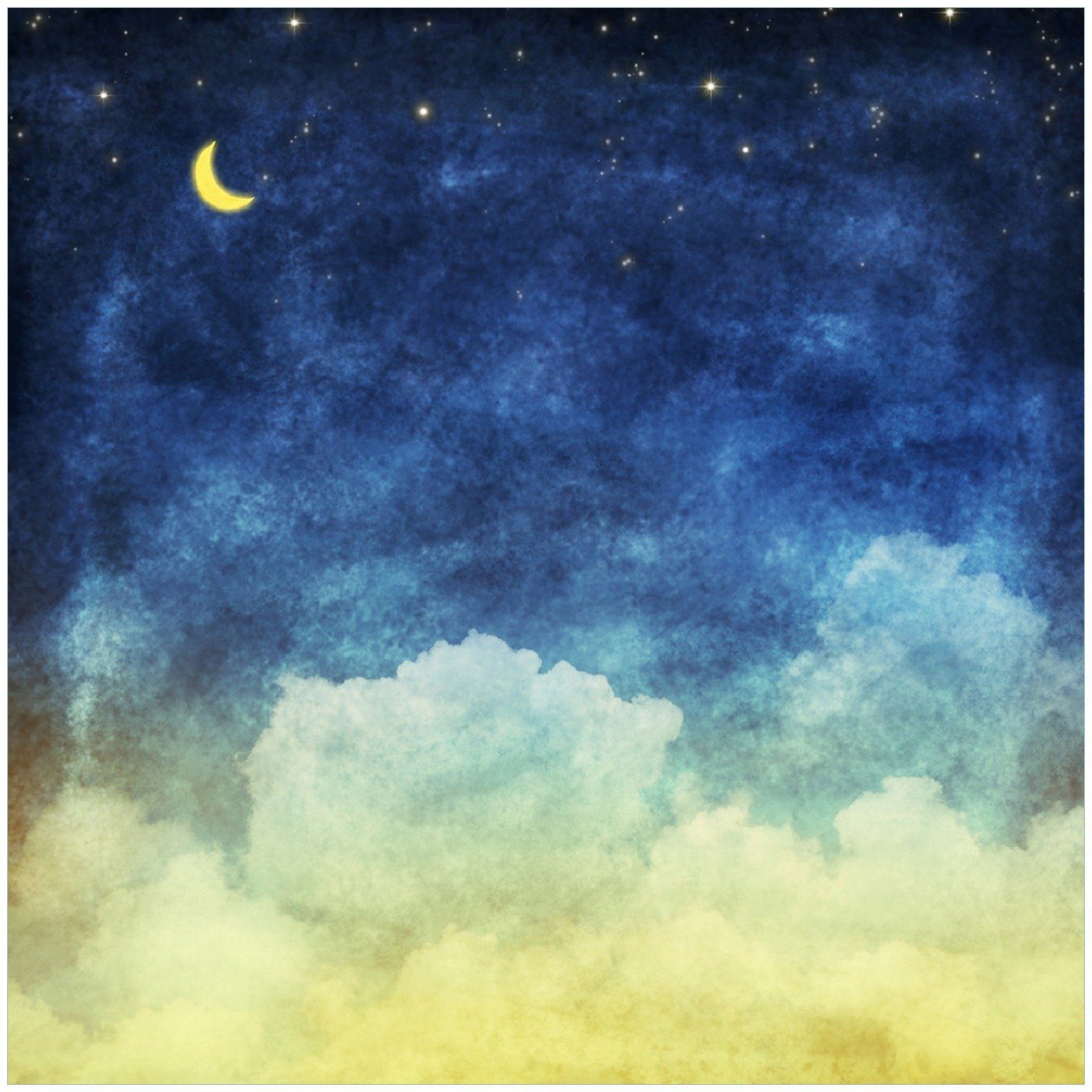 Mond mit Memoboard Wolkenhimmel und Wallario Sternen