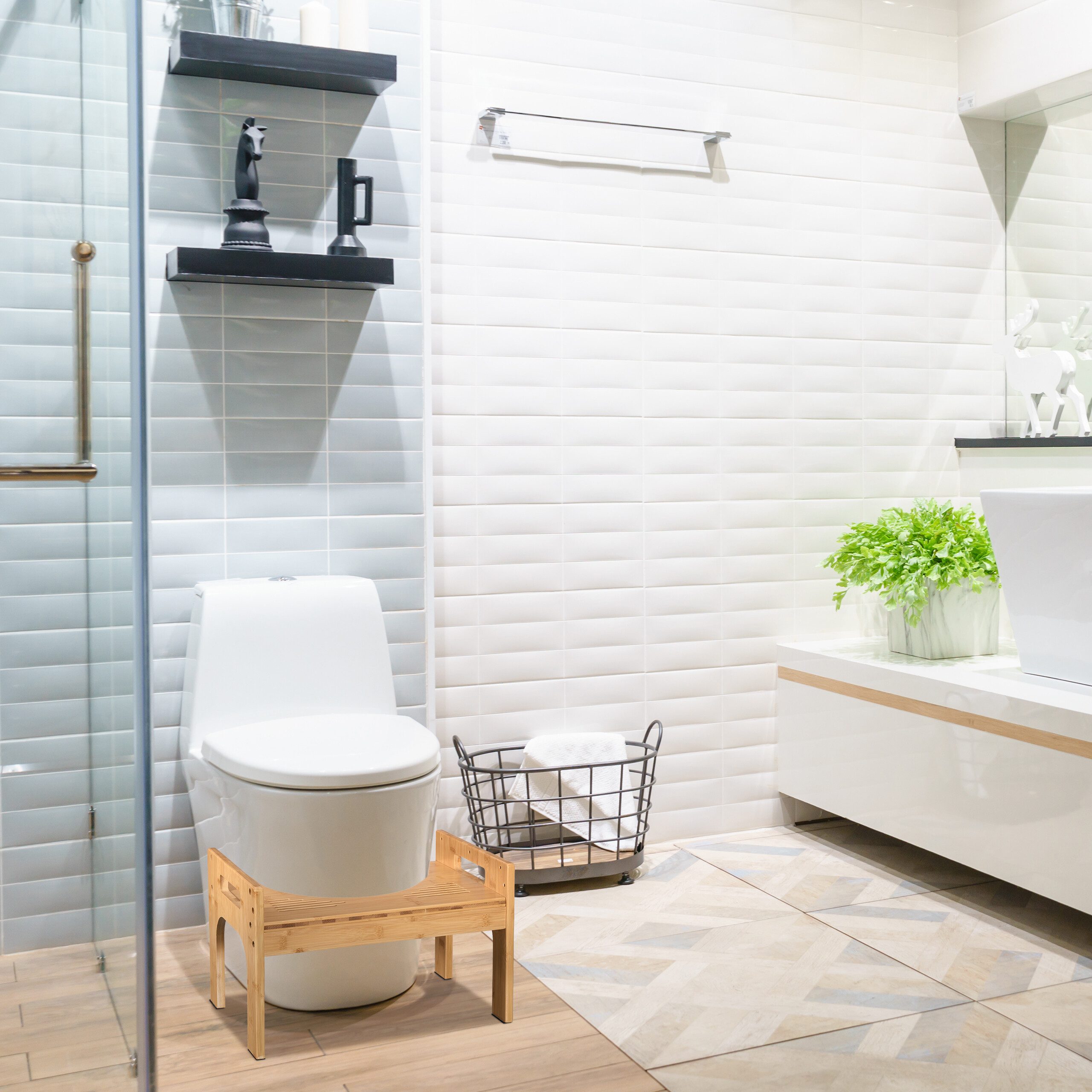 relaxdays Badhocker Toilettenhocker aus Bambus (1 günstig online kaufen