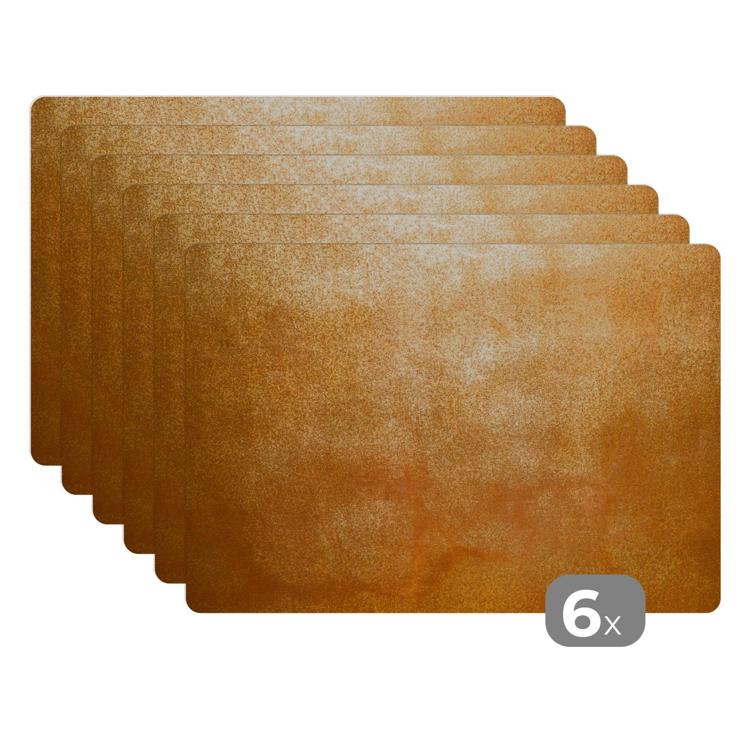 MuchoWow Platzset Eisen - Rost - Gold - Metall - Luxus, (6-St), Platzsets, Tischset, Abwaschbar, Tischsets, Platzdeckchen