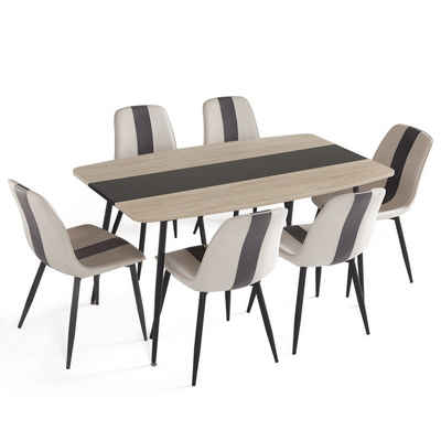 Mondeer Essgruppe Esszimmergruppe, (Set, 5/7-tlg), 1 Tisch mit 4/6 Stühlen