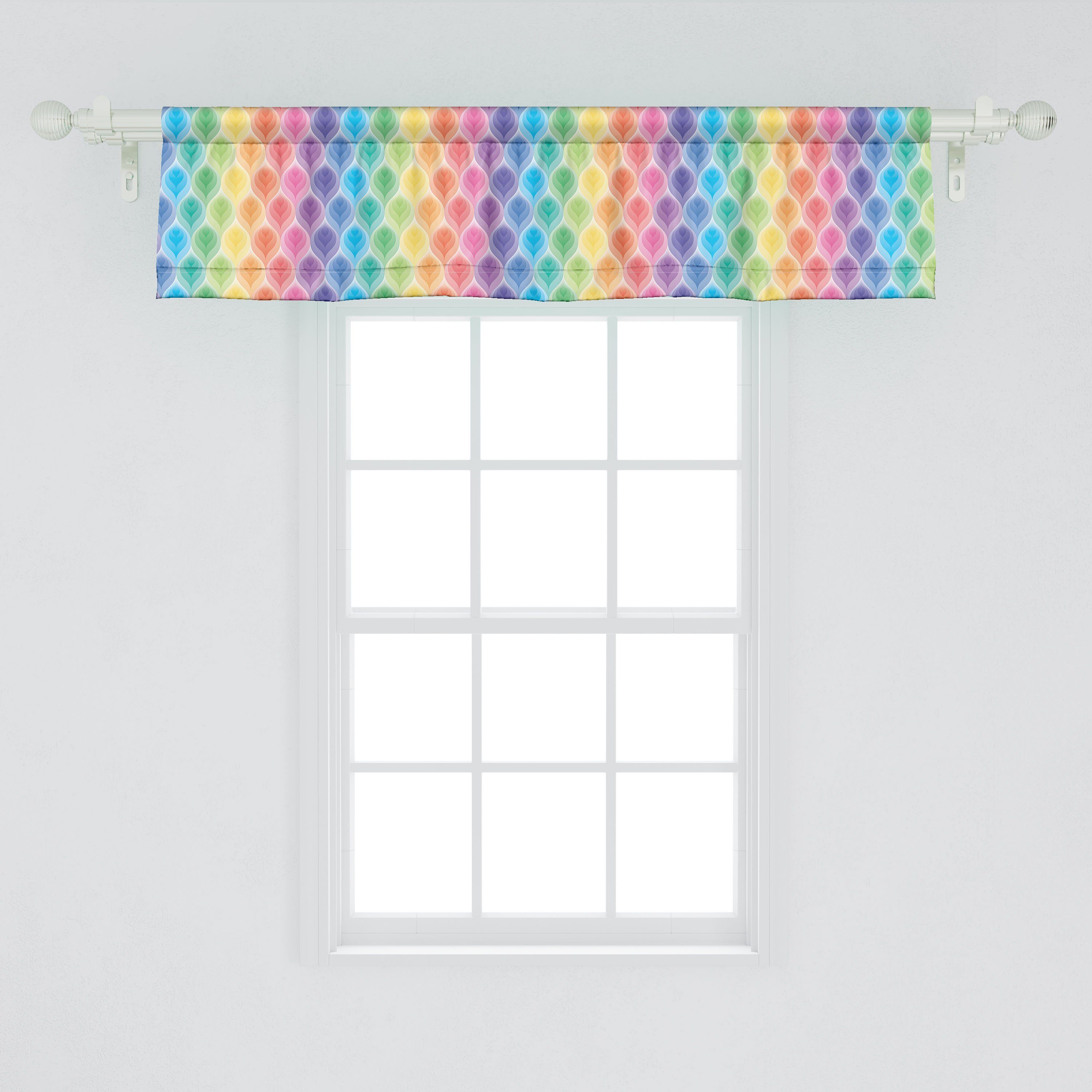 Vorhang Stangentasche, Schlafzimmer Microfaser, Blumen-Muster-Motiv für Dekor Scheibengardine mit Geometrisch Küche Abakuhaus, Volant