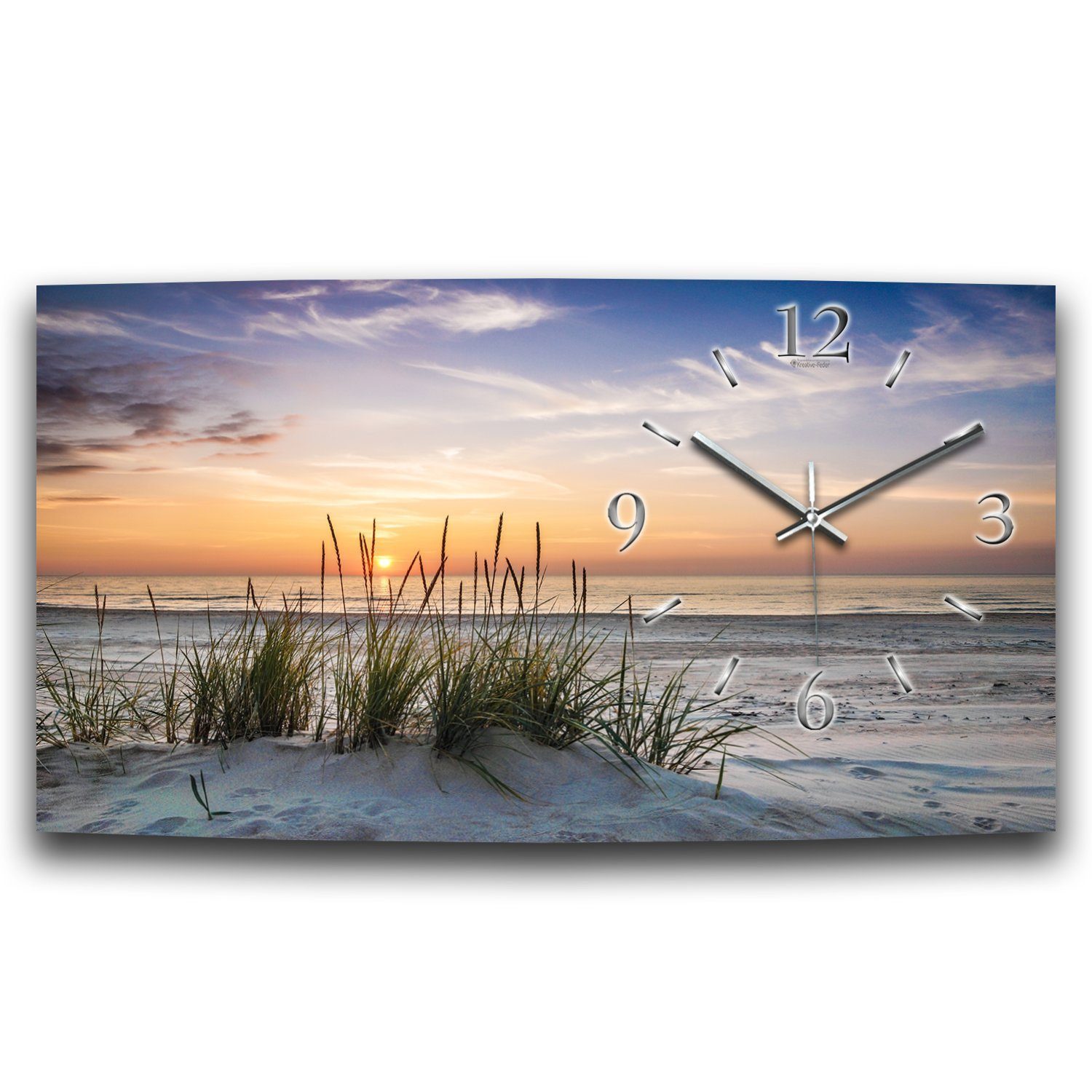 Kreative Feder Funkwanduhr "Sanddüne" Designer Wanduhr aus Alu, leise (ohne Ticken; Quarz oder Funkuhrwerk; verschiedene Größen)