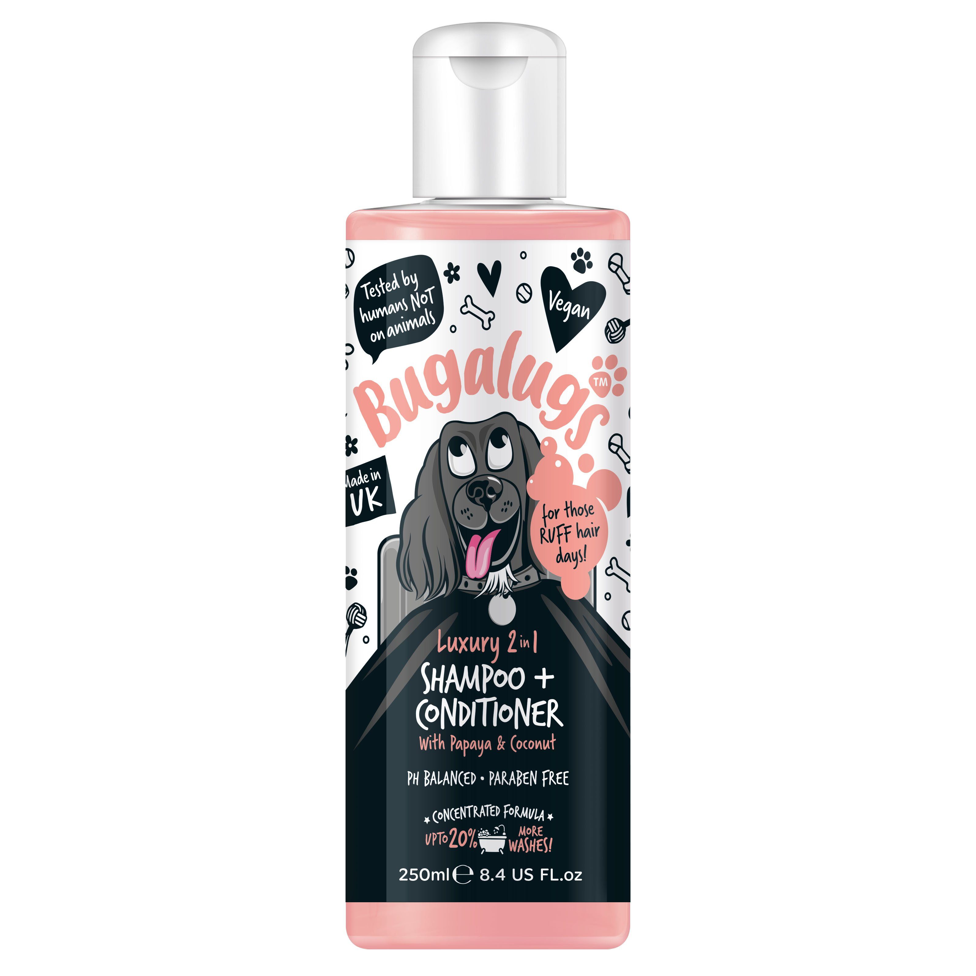 Bugalugs Tiershampoo Bugalugs Hundeshampoo 2 in 1 Papaya & Coconut 250 ml, 250 ml, (1-St), ph neutral, Hunde Shampoo, Lake District