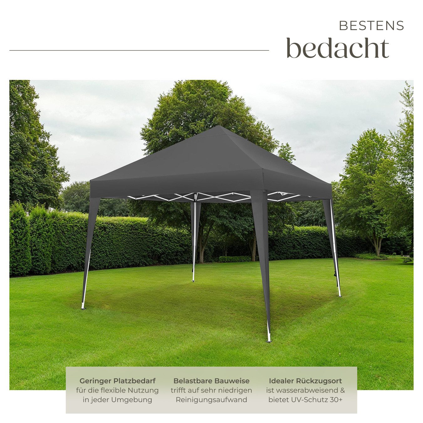 tectake Pavillon Linosa, mit 0 Seitenteilen, (300 x 300 x 255 cm, Komplettset), faltbar und wasserabweisend