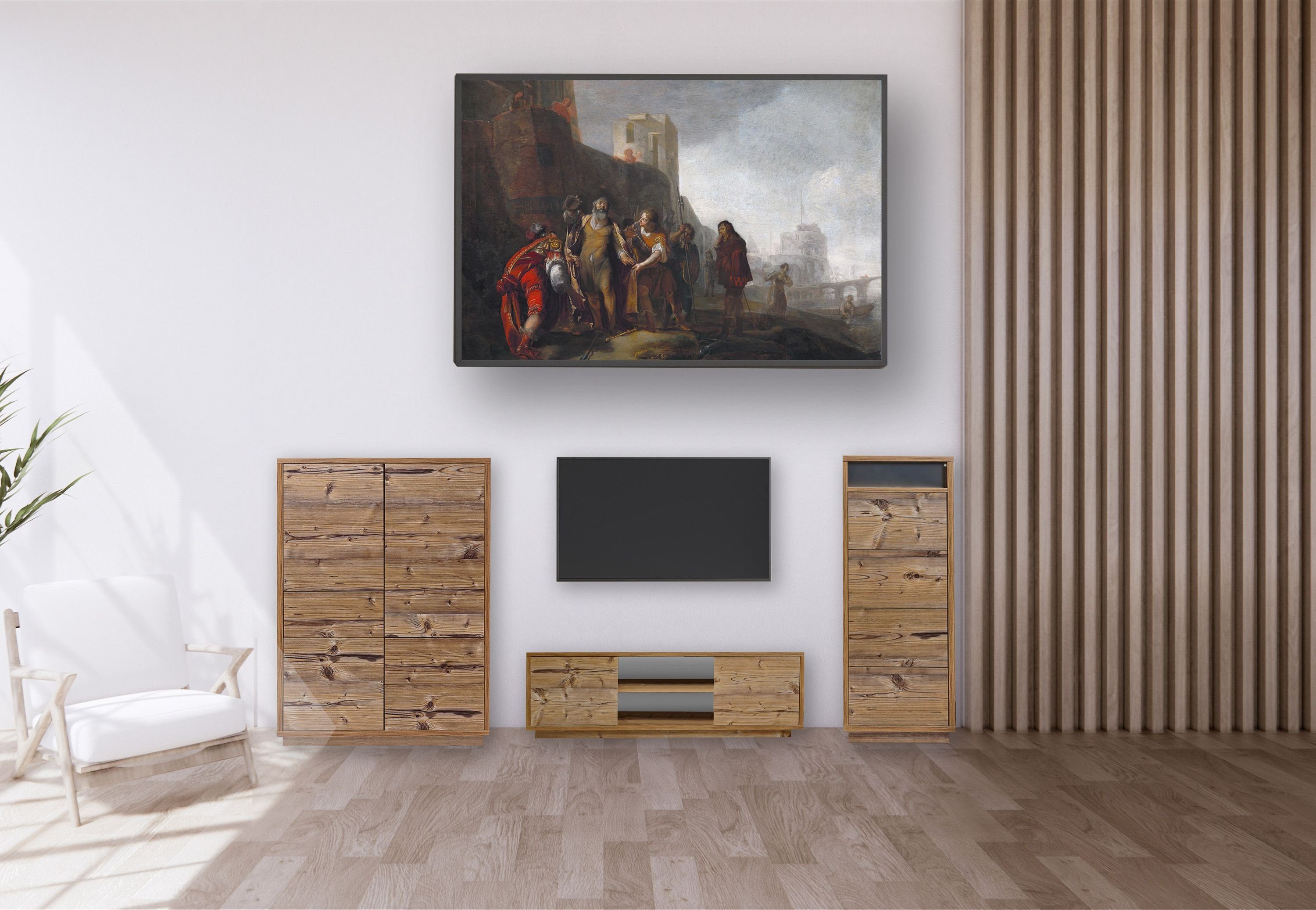 Aileenstore TV-Board Eyecatcher, 3 teilig, TV-Lowboard, Natur Natur Sideboard, | Highboard