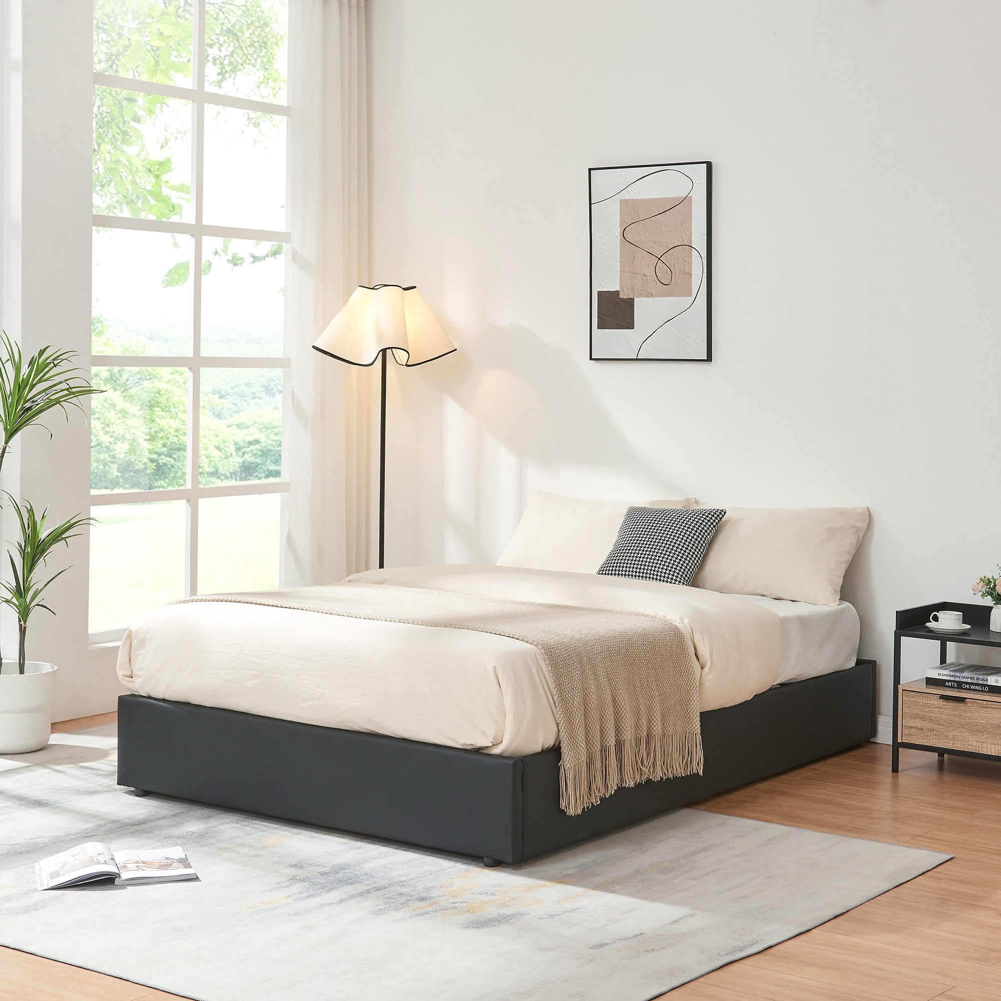en.casa Polsterbett, »Nola« mit Bettkasten 140x200cm günstig online kaufen