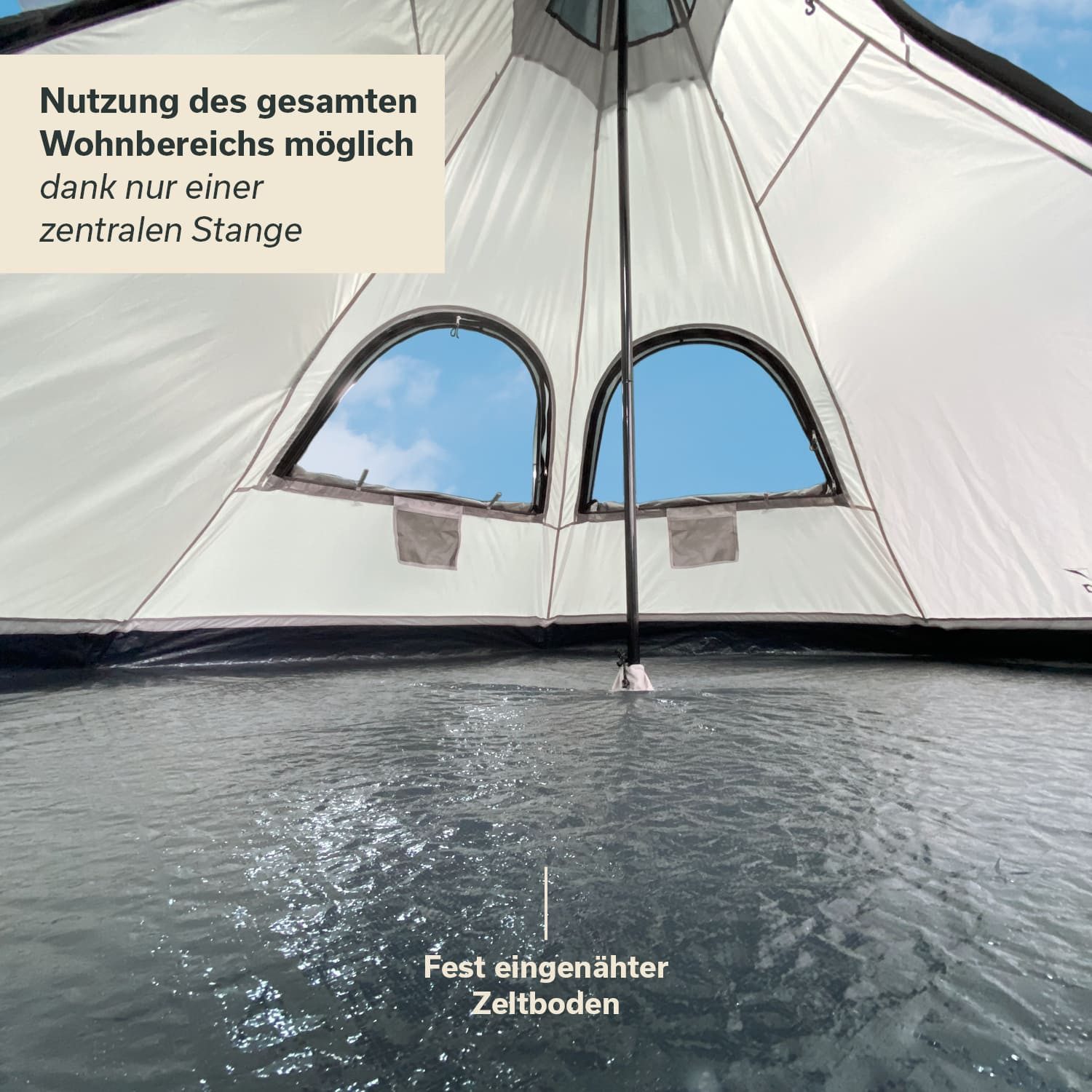 Skandika Tipi-Zelt Tipi Hetta 335 Protect, 2m Stehhöhe, UV 50+, 3000mm Wassersäule, für 4 Mann, Outdoor, Glamping