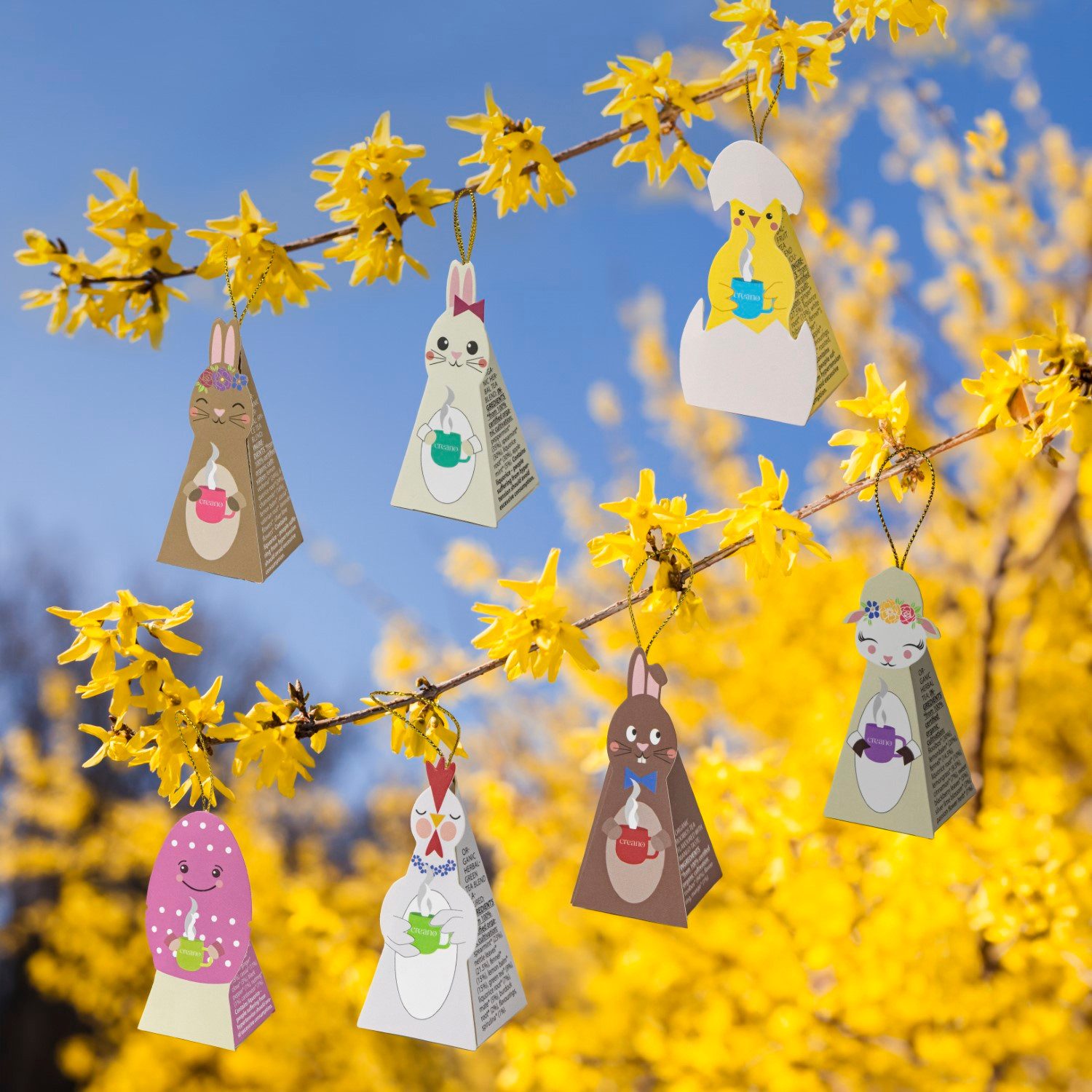 Creano Oster-Edition Bio Kräutertee 9er Pyramiden „ORGANIC HERBAL TEA“ Im Teebeutel, 1 er 1 St., 0,0225 g