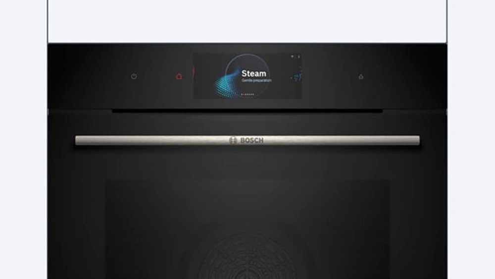 BOSCH Dampfbackofen Serie 8 HSG7584B1, mit Teleskopauszug nachrüstbar, ecoClean Direct, Innovativer digitaler Bedienring & gesunde Dampf-Funktion Plus