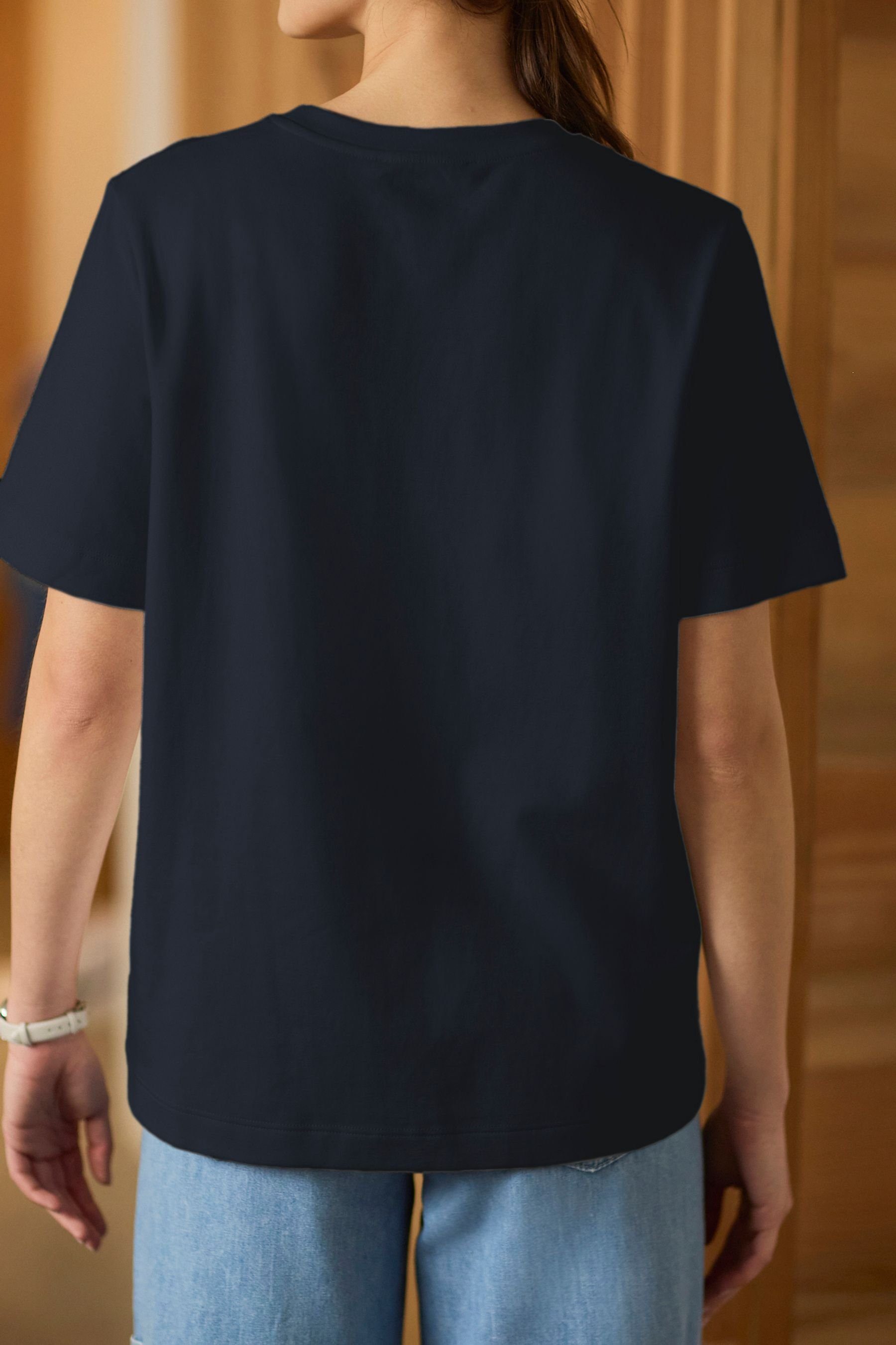 Blue Schweres (1-tlg) T-Shirt T-Shirt mit Next Rundhalsausschnitt Navy