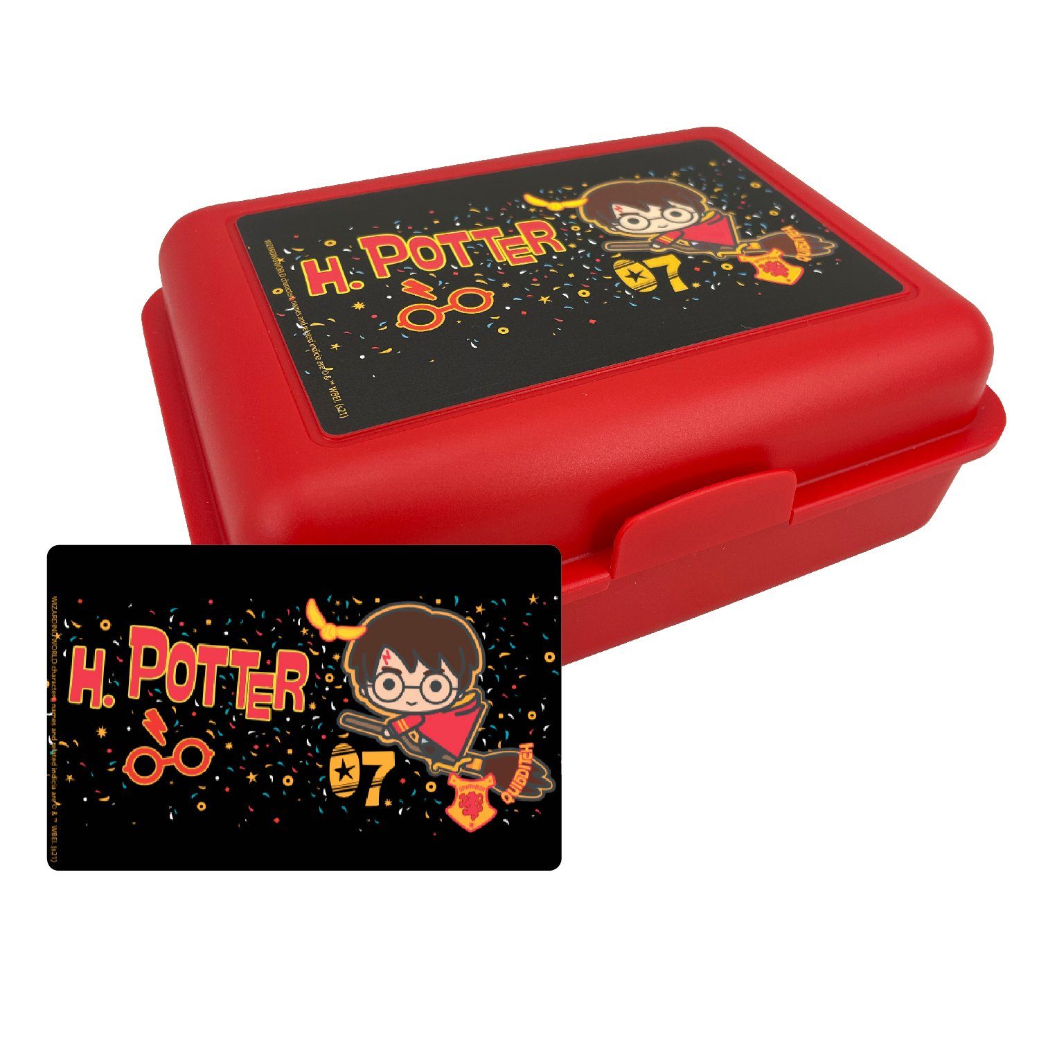 Labels® United Rot, Potter Quidditch Kunststoff Trennwand (PP) Lunchbox Brotdose Harry - mit