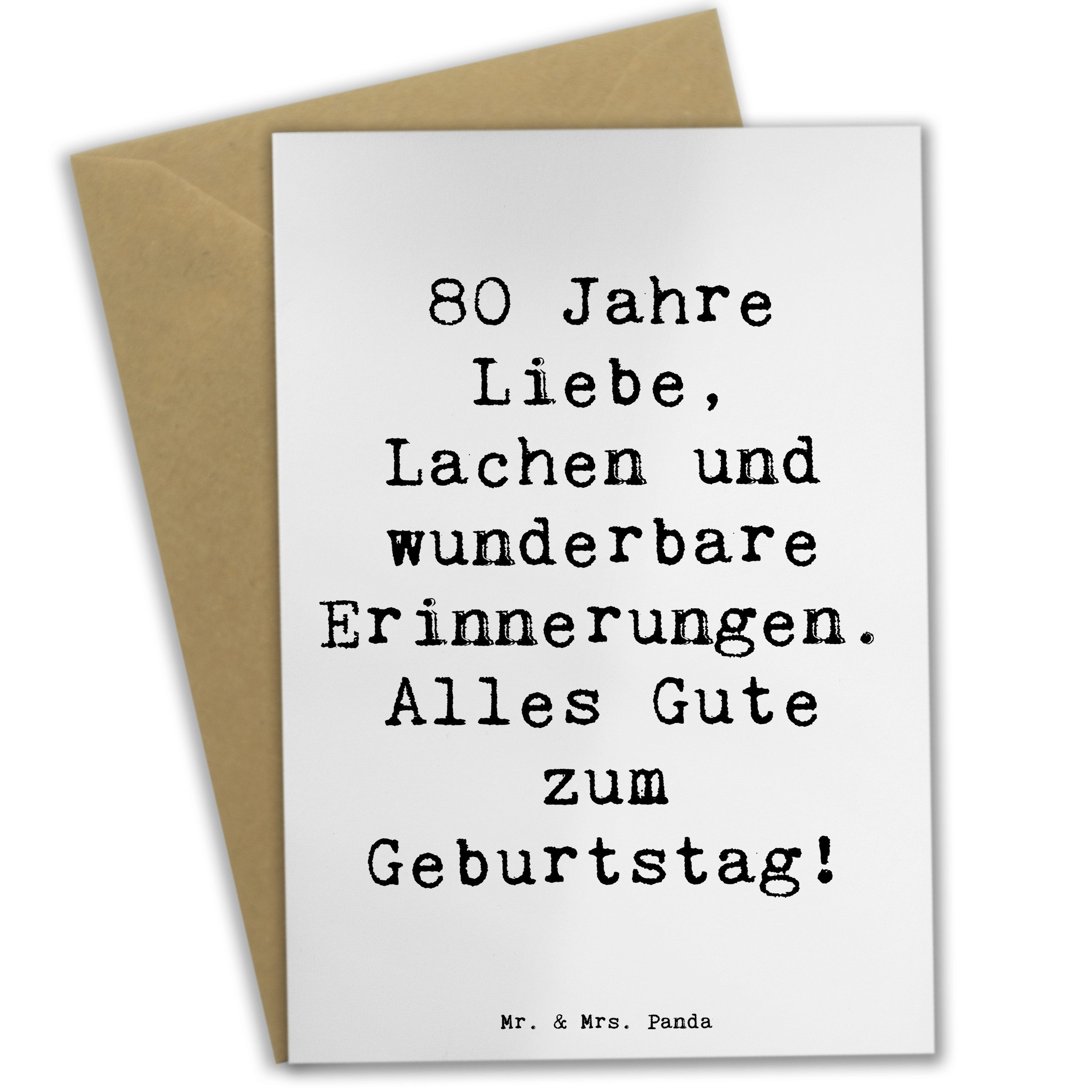 Mr. & Mrs. Panda Grußkarte Spruch 80. Geburtstag Weiß Geschenk