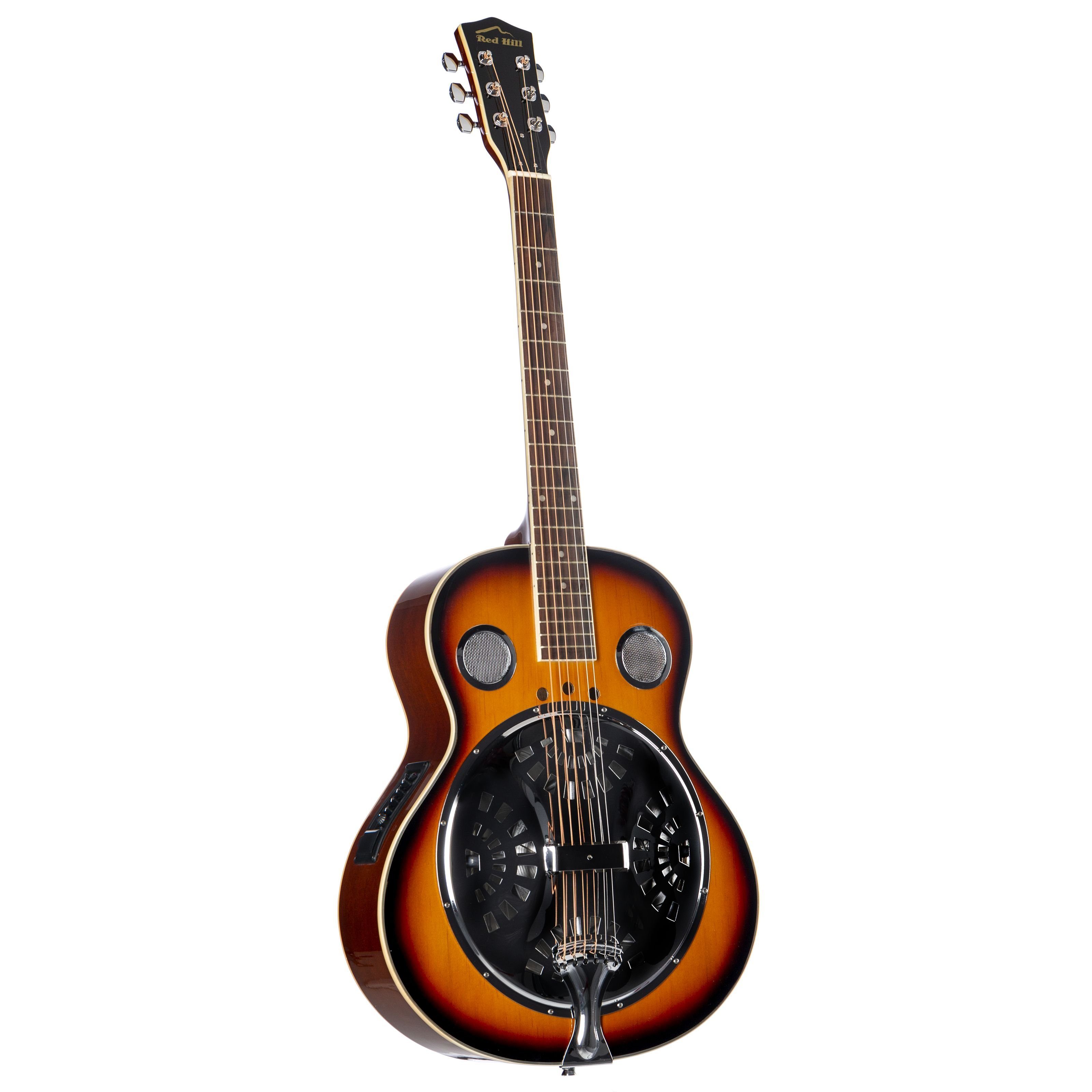 Red Hill Doboro, Resonator Gitarre Sunburst Spider-Cone-Resonator Laminierte Fichtendecke Sapele Boden und Zargen Mahagoni Hals Walnuss Griffbrett Aktives Tonabnehmersystem, Diverse Saiteninstrumente, Dobros, Resonator Gitarre, Spider-Cone-Resonator, Lami