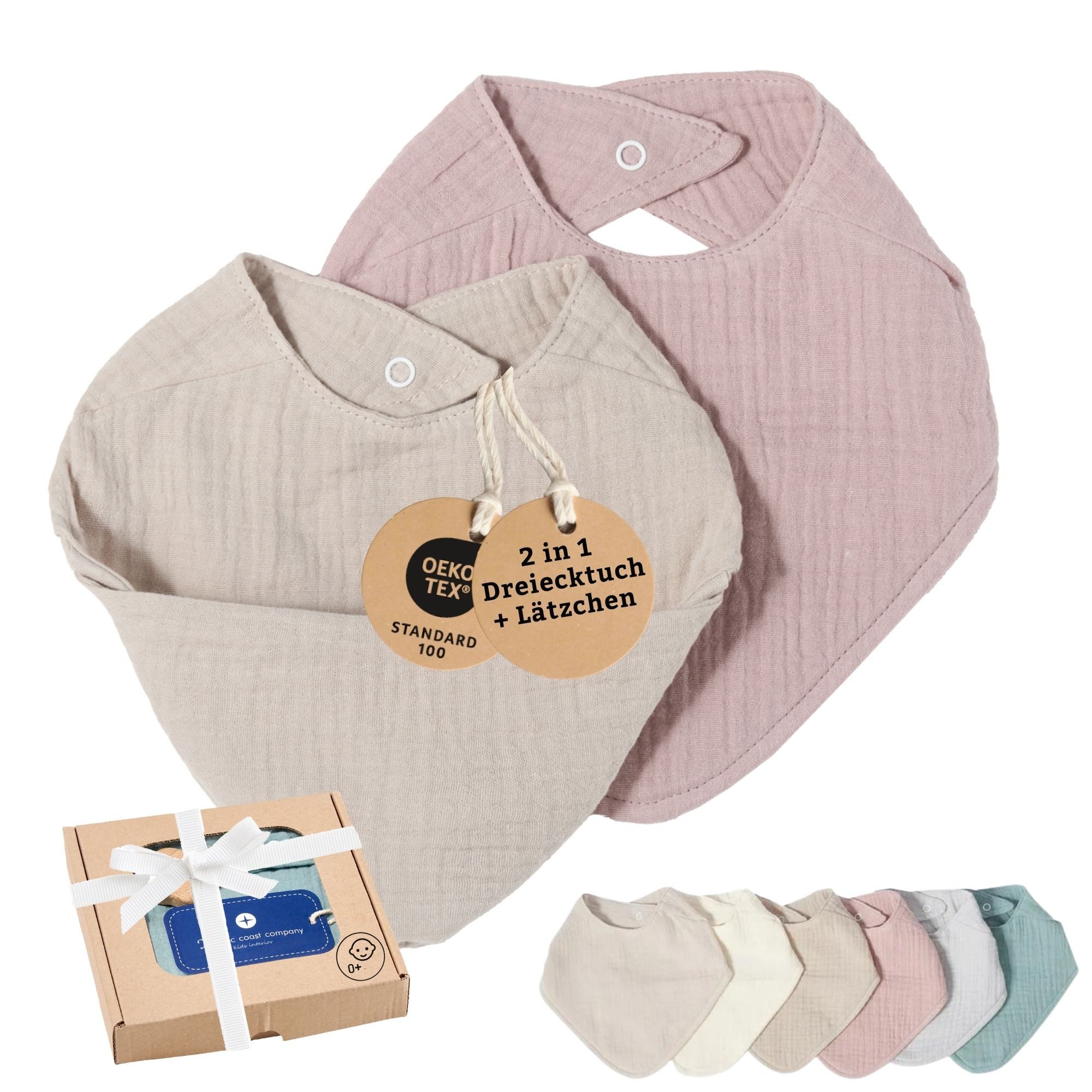 Nordic Coast Company Lätzchen Geschenk-Set Sabberlätzchen und Dreiecktuch in einem, (2-St)