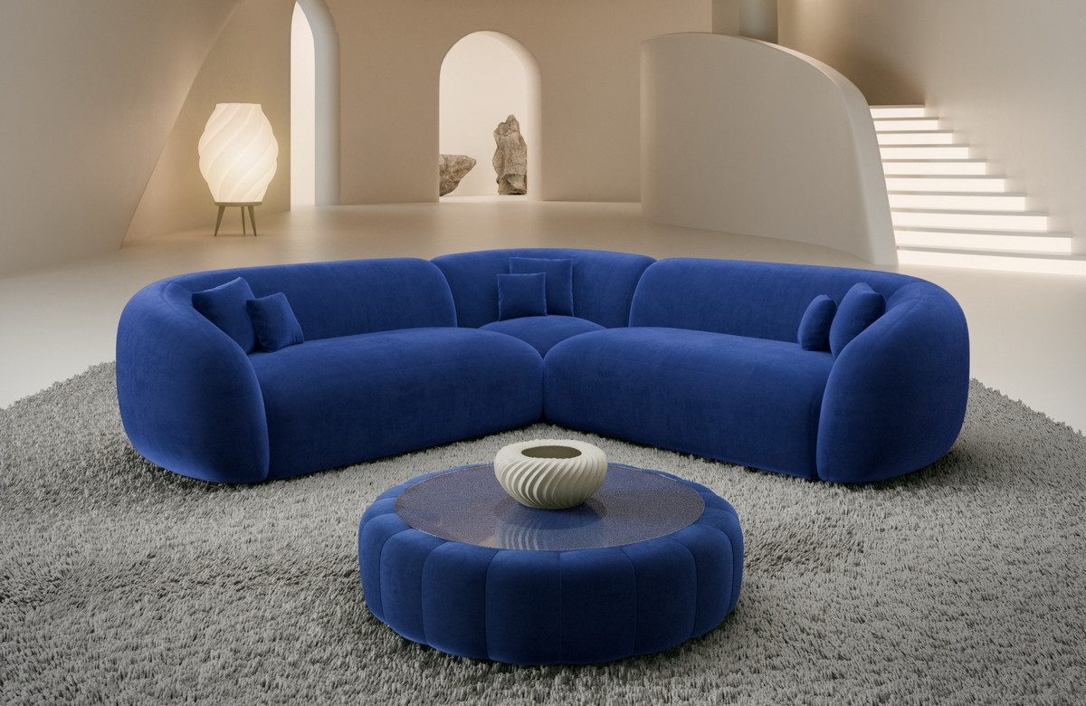 Sofa Dreams Ecksofa Sorelia L Form Luxus Polsterecke, Design, 4-Sitzer, Loungesofa, Samtstoff Bezug in Dunkelblau
