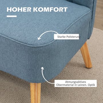 HOMCOM 2-Sitzer Zweisitzer, Loveseat mit Leinenoptik, Doppelsofa mit Holzbeine, 1 Teile