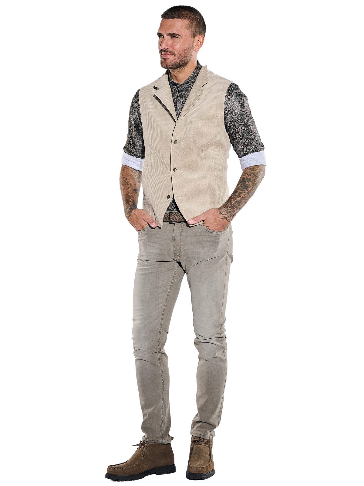 emilio adani Anzugweste Herren Sakko-Weste aus Cord, Beige