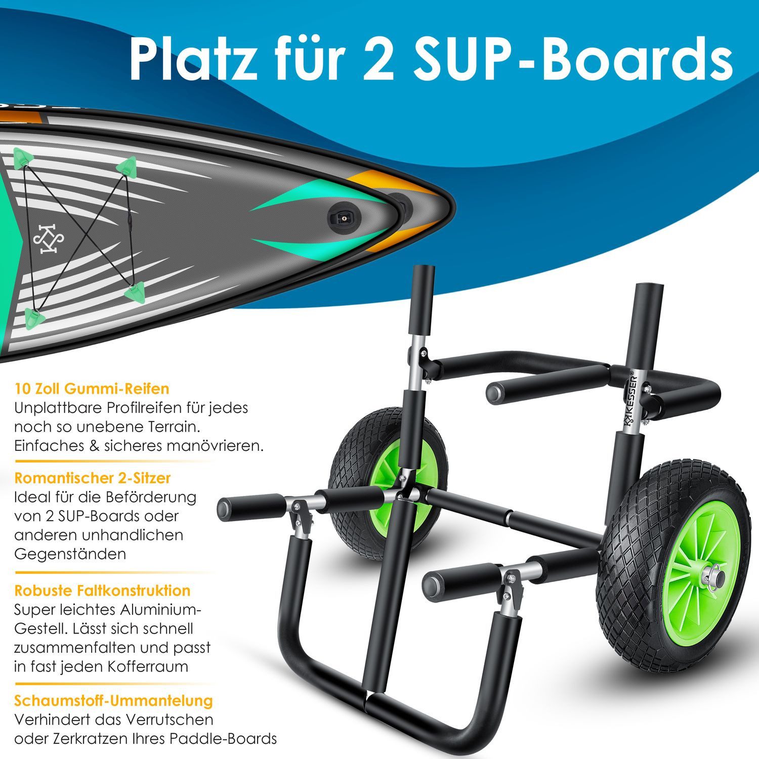 KESSER SUP Transport Trolley, Surfboard Transport Trolley for SUP Boards (Stand Up)