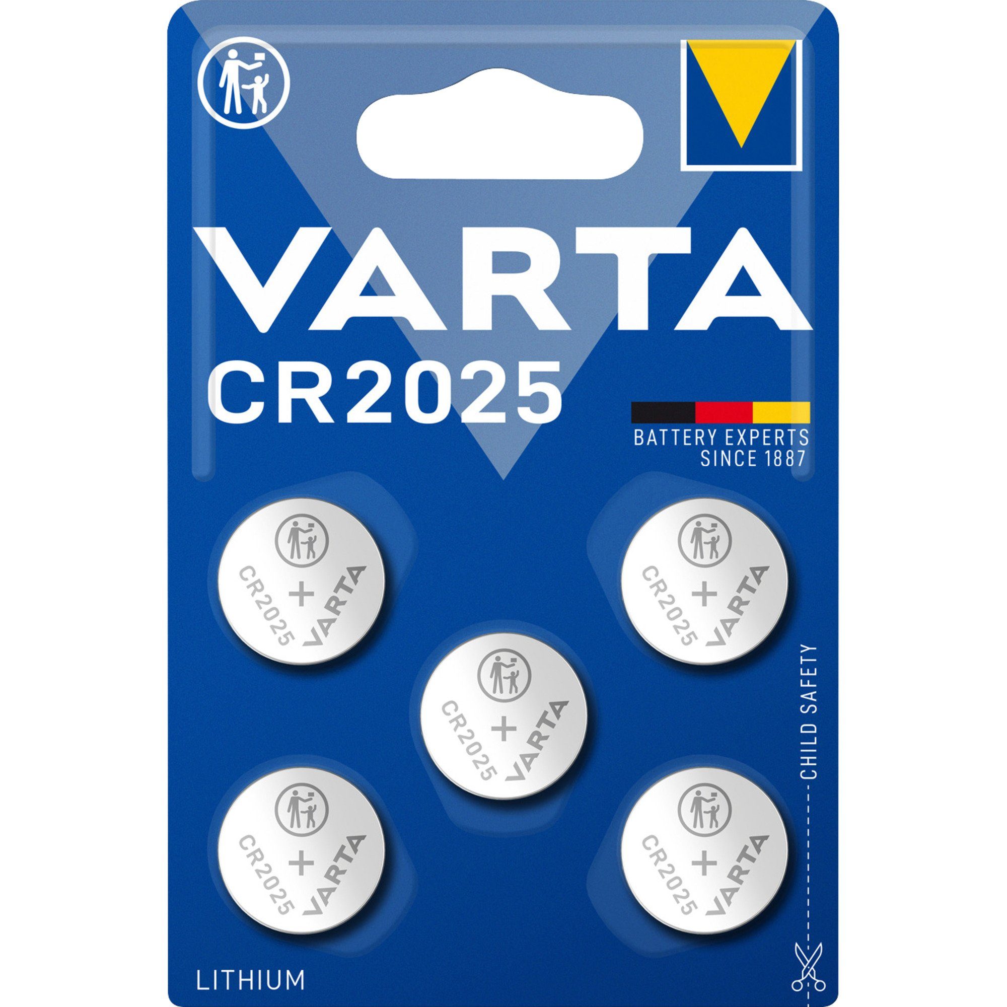 VARTA VARTA LITHIUM Coin CR2025, Batterie, (5 Stück, Batterie