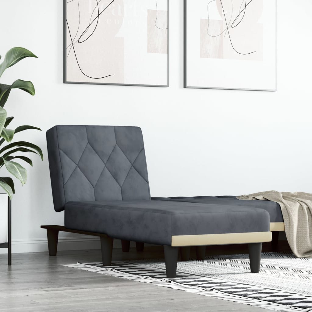 vidaXL Chaiselongue, Liegesofa Dunkelgrau Samt