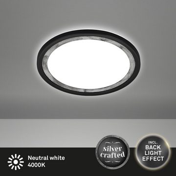 Briloner Leuchten LED Panel 7454-414, LED fest verbaut, Neutralweiß, Silver Crafted, Hintergrundbeleuchtungseffekt, ultraflach, schwarz
