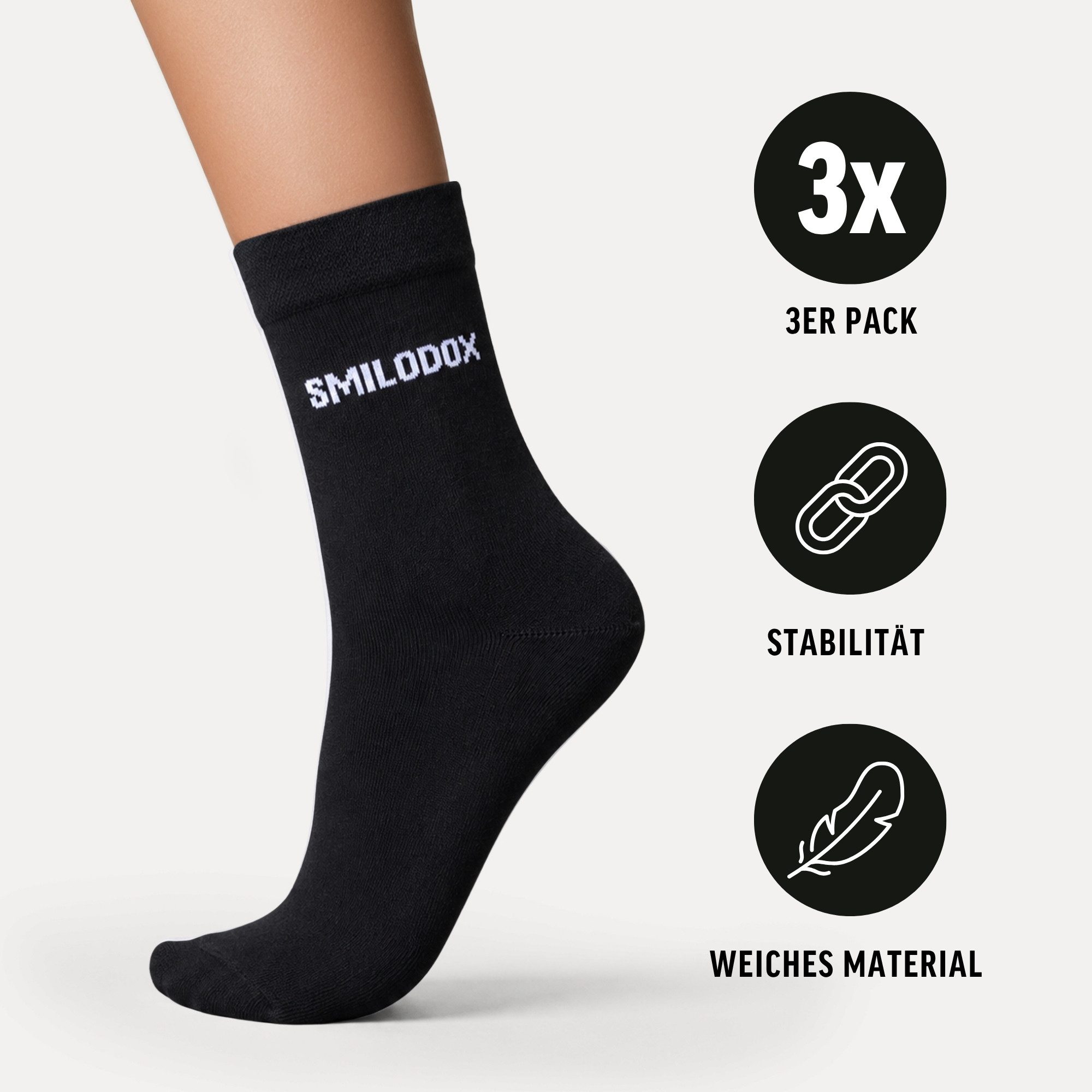 Smilodox Tennissocken 3er Pack, Business Socken Unisex, Komfort, Stretch, Alltag & Sport atmungsaktiv, formstabil, nahtarm, hautfreundlich