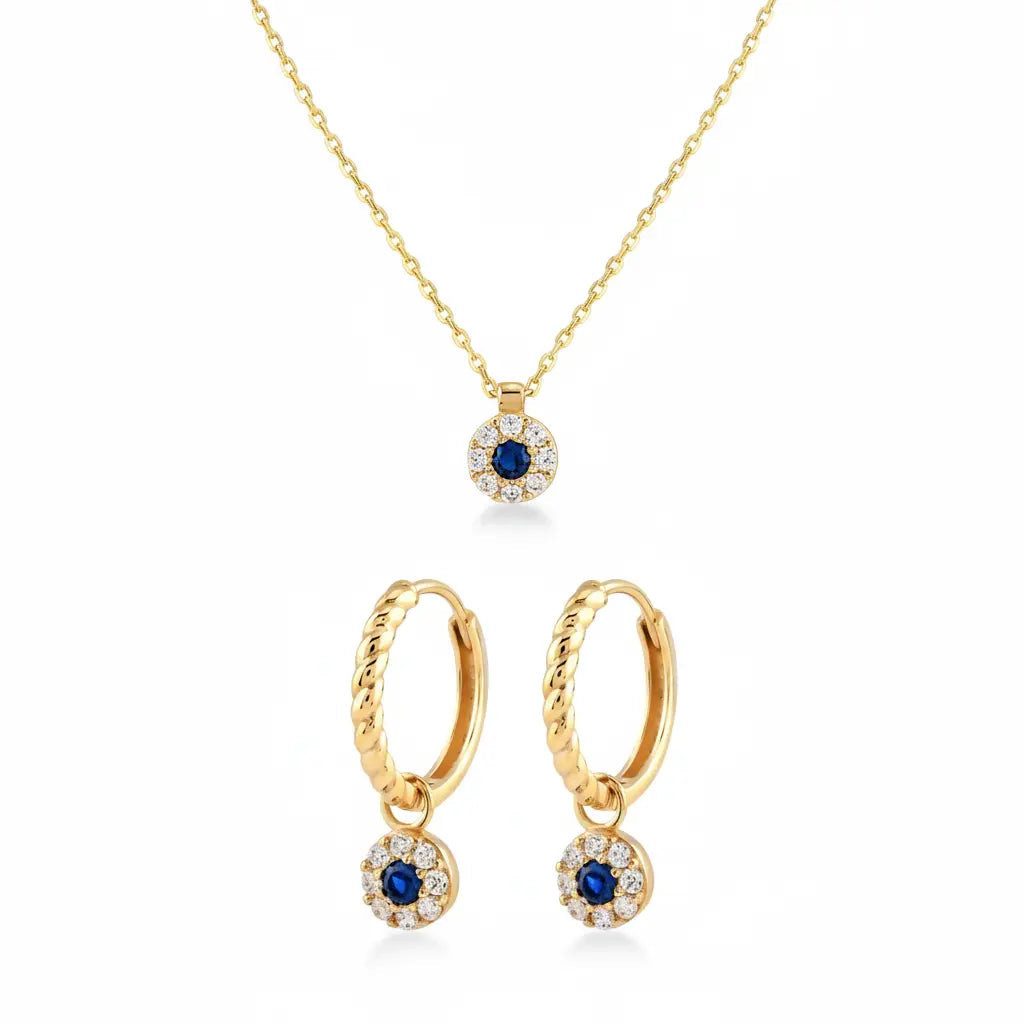 Suzan Gold Schmuckset Suzan Gold® Celestia Bloom – 375 Echtgold Schmuckset für Damen, Kette