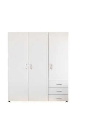 möbelando Kleiderschrank Harry (BxHxT) 150x176x52 cm) in Weiß mit 3 Schubladen und 3 Türen