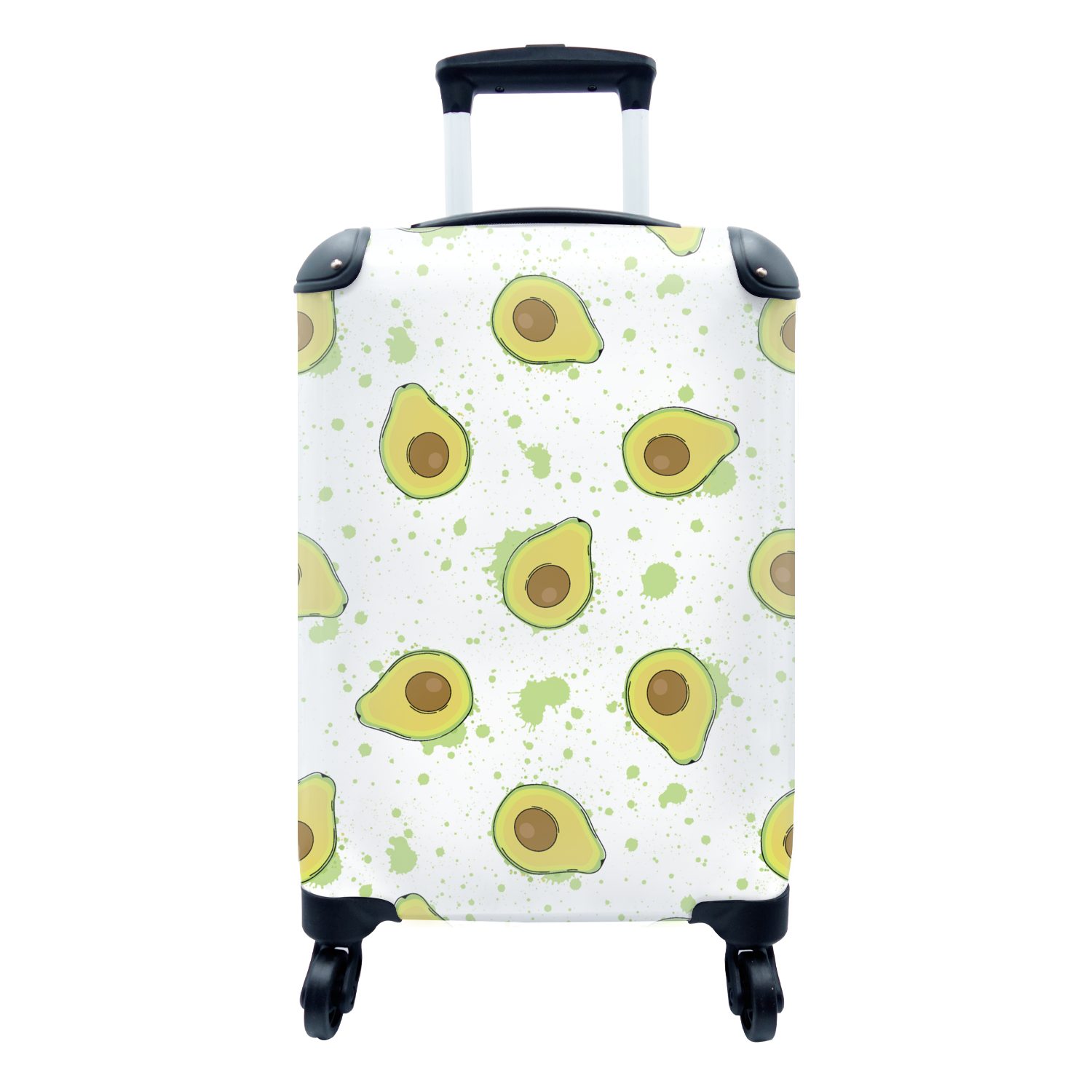 MuchoWow Handgepäckkoffer mit - Trolley, Rollen, Reisetasche rollen, Reisekoffer - 4 Handgepäck Grün, Muster für Avocado Ferien