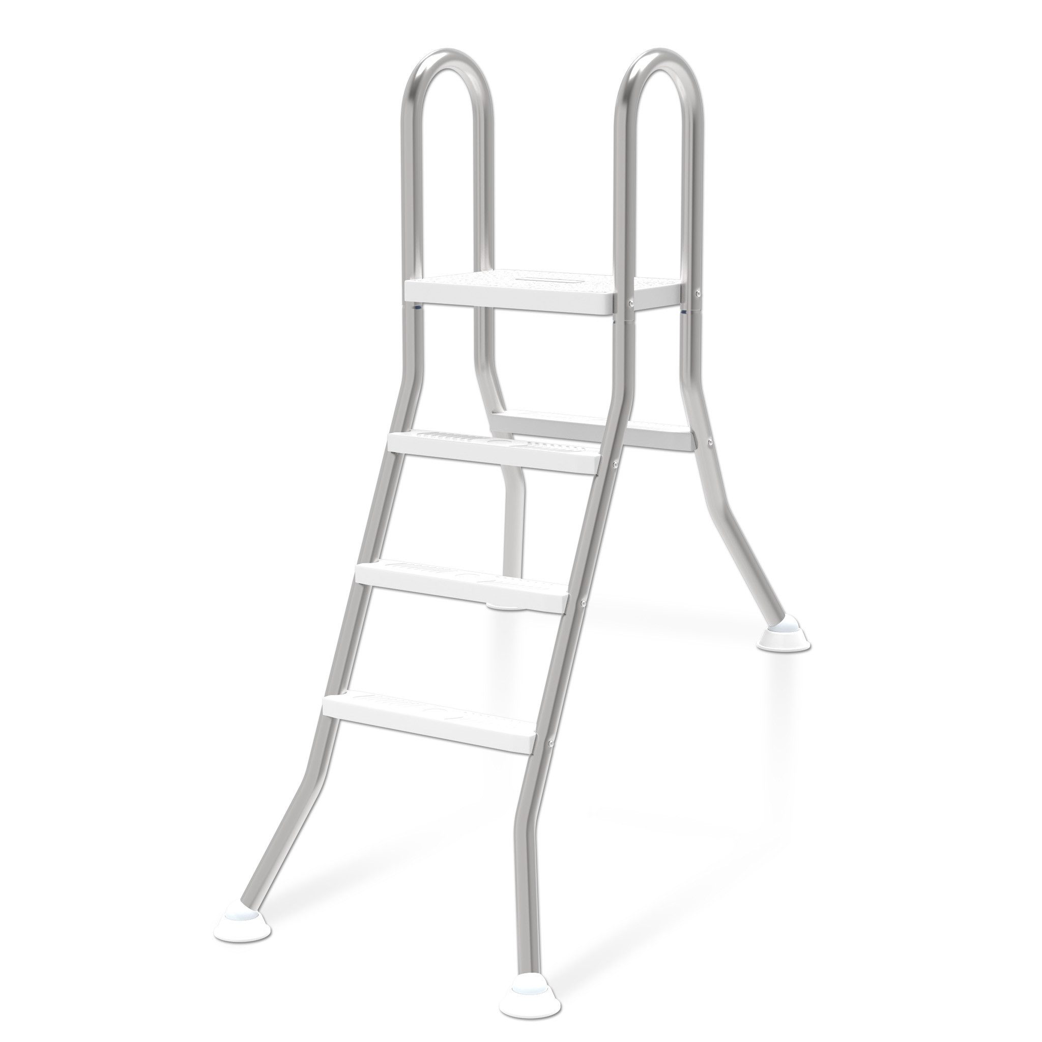 FIVMEN Poolleiter Edelstahl 304 Schwimmbadleiter mit Rutschfest Kunststofftrit, Doppelseitige Pool-Leiter, Pool Einstiegssystem Leiter max. 150 kg