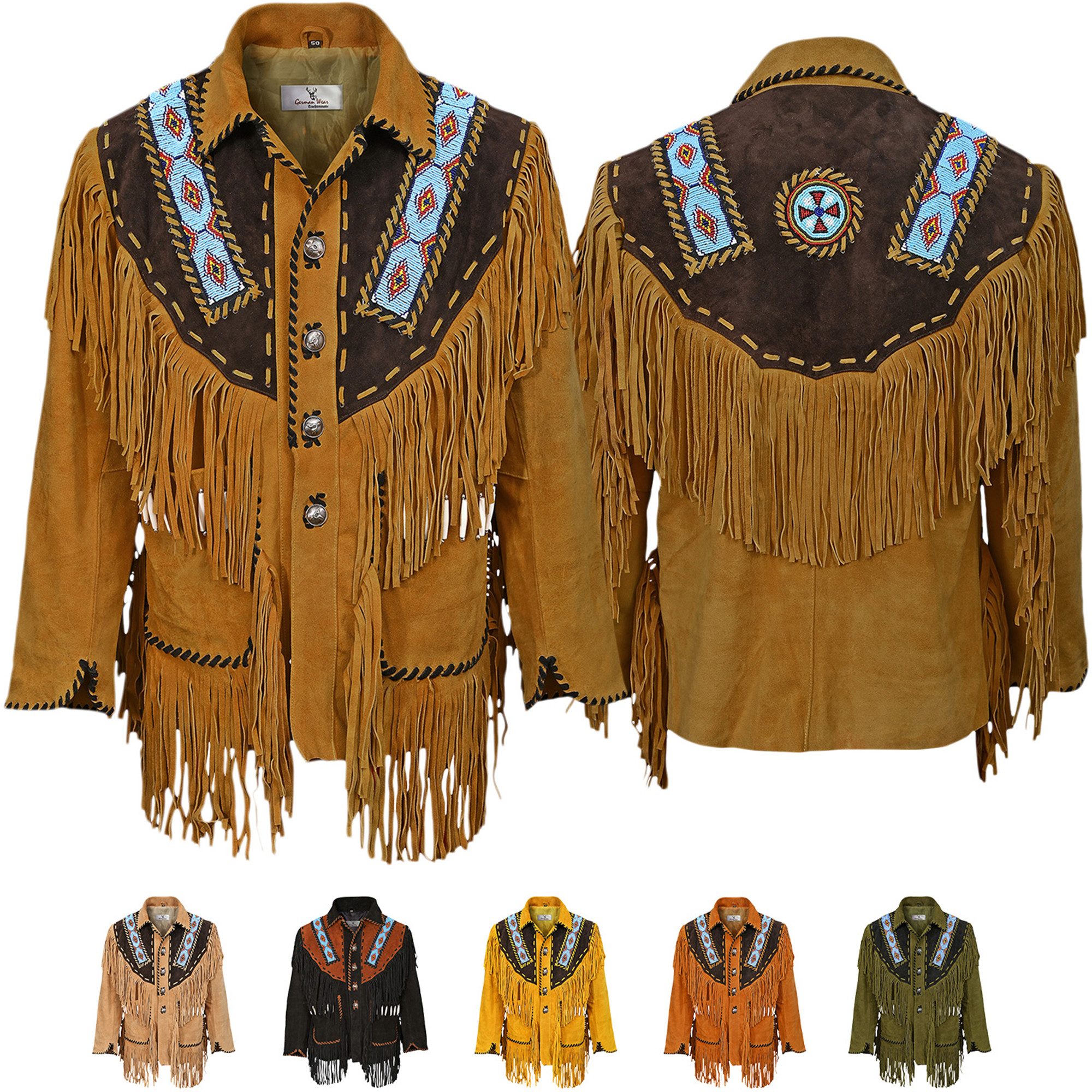 German Wear Trachtenjanker GW960J Herren Westernjacke Reiter Jacke Western-Lederjacke