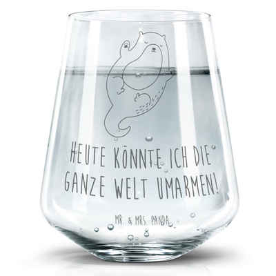 Mr. & Mrs. Panda Glas Otter Umarmen - Transparent - Geschenk, Wasserglas, hallo, Trinkglas, Premium Glas, Liebevolle Gestaltung