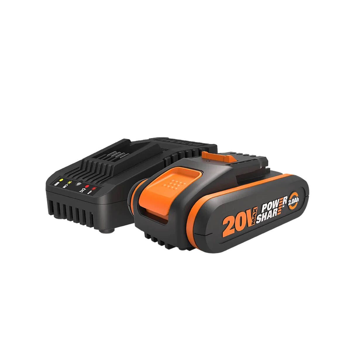 Worx WA3601 Akku Starter-Set (20 V), Schnellladetechnologie, PowerShare-Kompatibilität