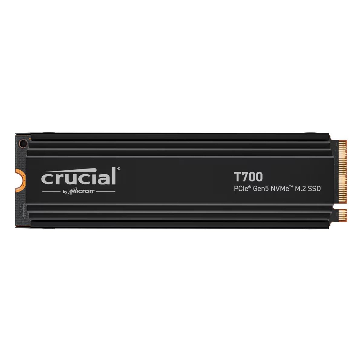 Crucial T700 4TB M.2 2280 NVMe SSD mit Heatsink Kühler interne SSD (4 TB) M.2" 12400 MB/S Lesegeschwindigkeit, 11800 MB/S Schreibgeschwindigkeit, PCIe Gen5 NVMe, Heatsink, DRAM Cache, TLC NAND