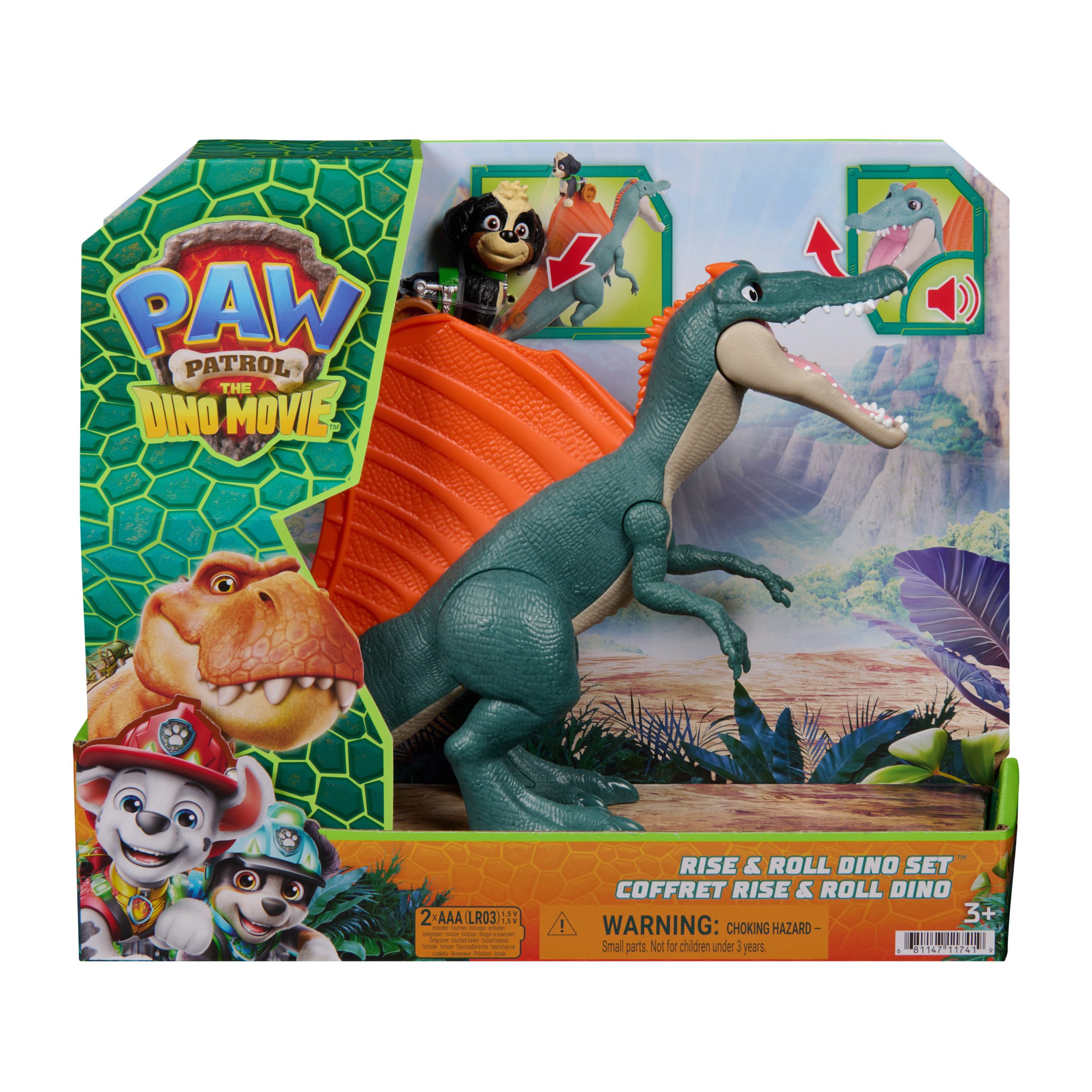 Spin Master Spielwelt PAW Patrol: Der Dino Film, Rise & Roll Dino, Rex-Figur mit Spinosaurus – Bild 4 von 5