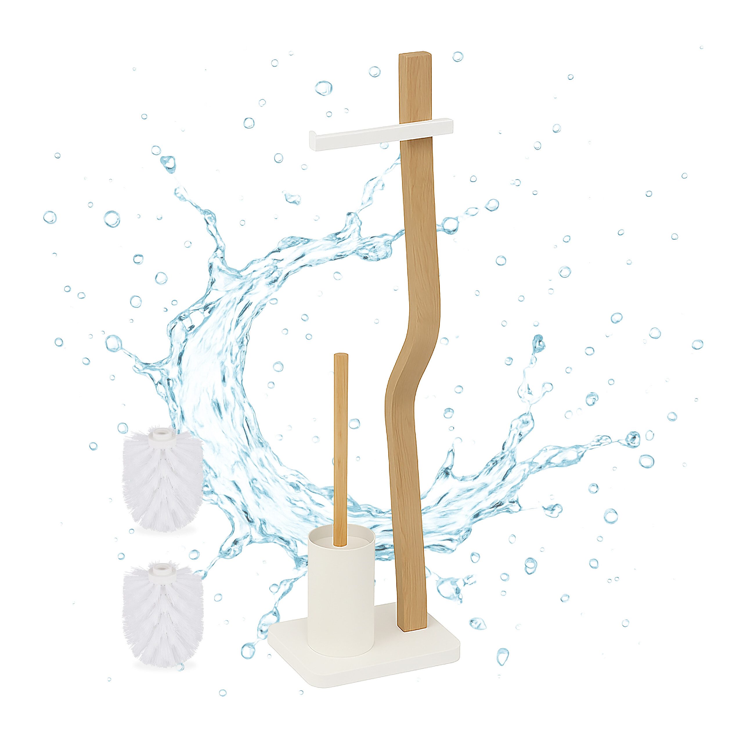 relaxdays WC-Garnitur Holz & Metall, weiß günstig online kaufen