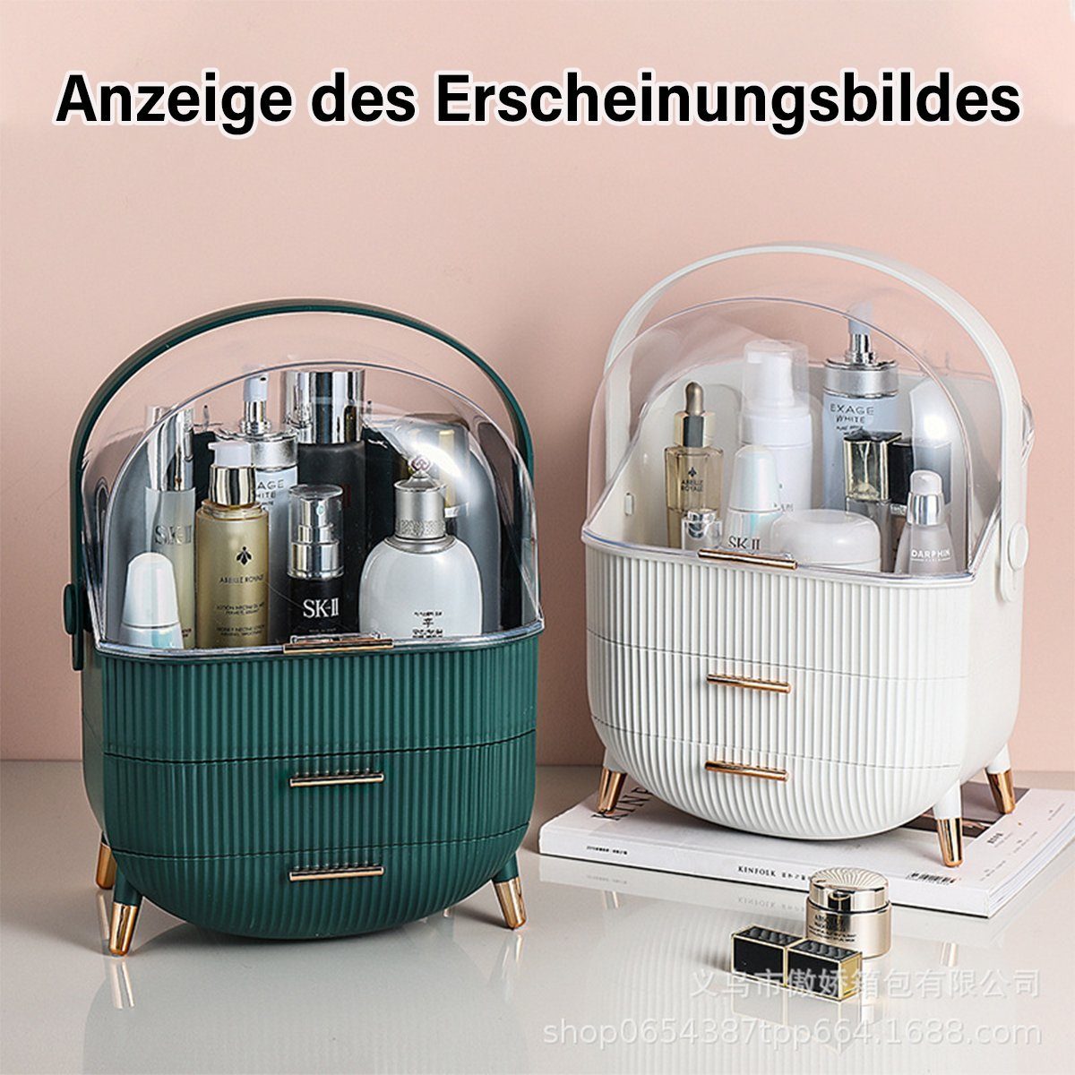 Organizer Schublade,35L Mit Make-Up Welikera Kosmetik-Aufbewahrungsbox,Schreibtisch-Organizer Grün