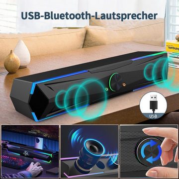 Brücke Bluetooth 5.0-Lautsprecher-Subwoofer, dynamische Lichteffekte Lautsprecherständer, (professionelle Dual-Mode-Soundeffekte, geeignet für PC-Computer-TV)