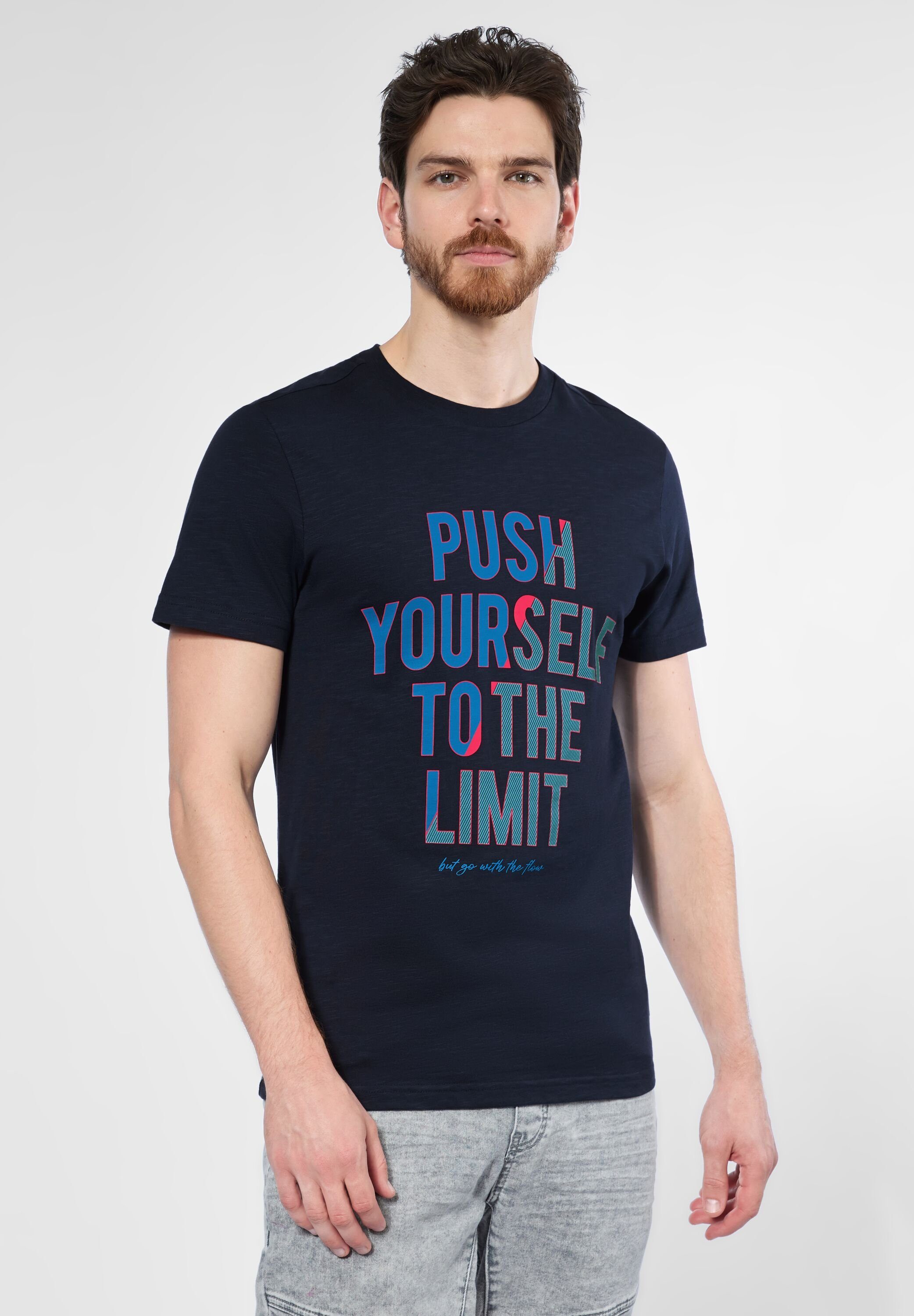 ONE MEN blue navy mit Wording-Print deep STREET T-Shirt