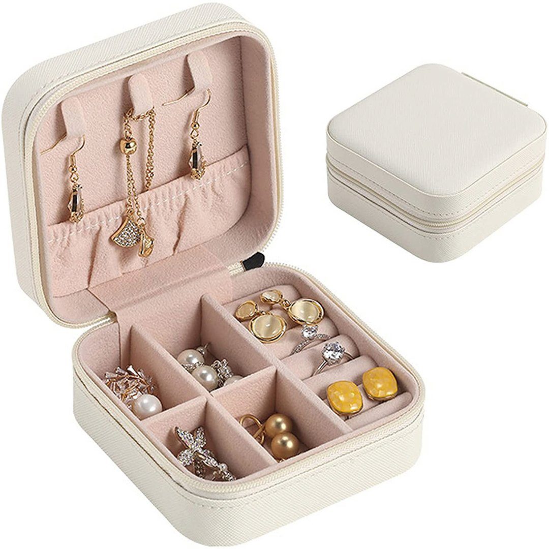 Kitchnexus Kleine Schmuckkästchen Schmuckbox aus PU-Leder Kleines Tragbar Reisen Schmuckkasten Geschenk für Mädchen und Damen 