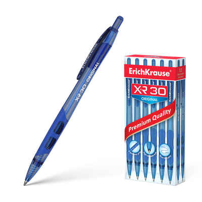 Erich Krause Kugelschreiber, Druckkugelschreiber XR-30 0,35mm mit Gummigriff 12er Pack Blau