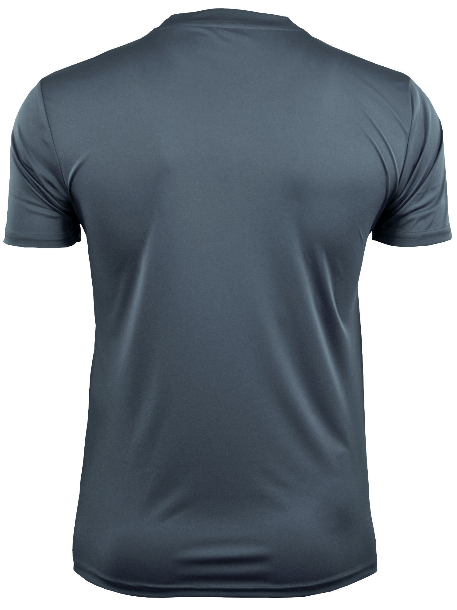 Kurzarm in T-Shirt GUGGEN Funktionsshirt Herren Unifarben, Logo Funktionsshirt Sportshirt Dunkelgrau-OHNE-Logo Mountain FW04