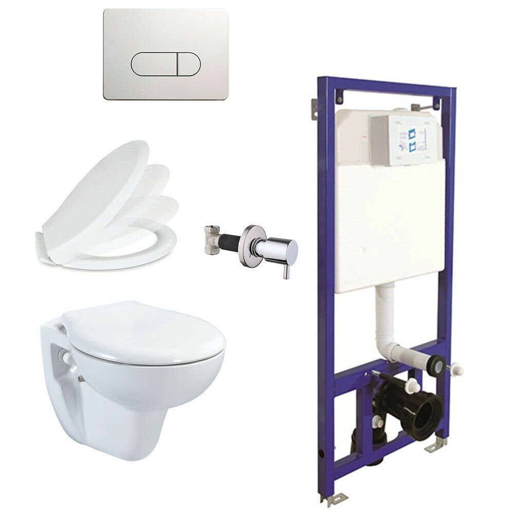 Belvit Tiefspül-WC »BV-EW4001Komplett«, wandhängend, Abgang waagerecht,  Hygienedusche/Taharet