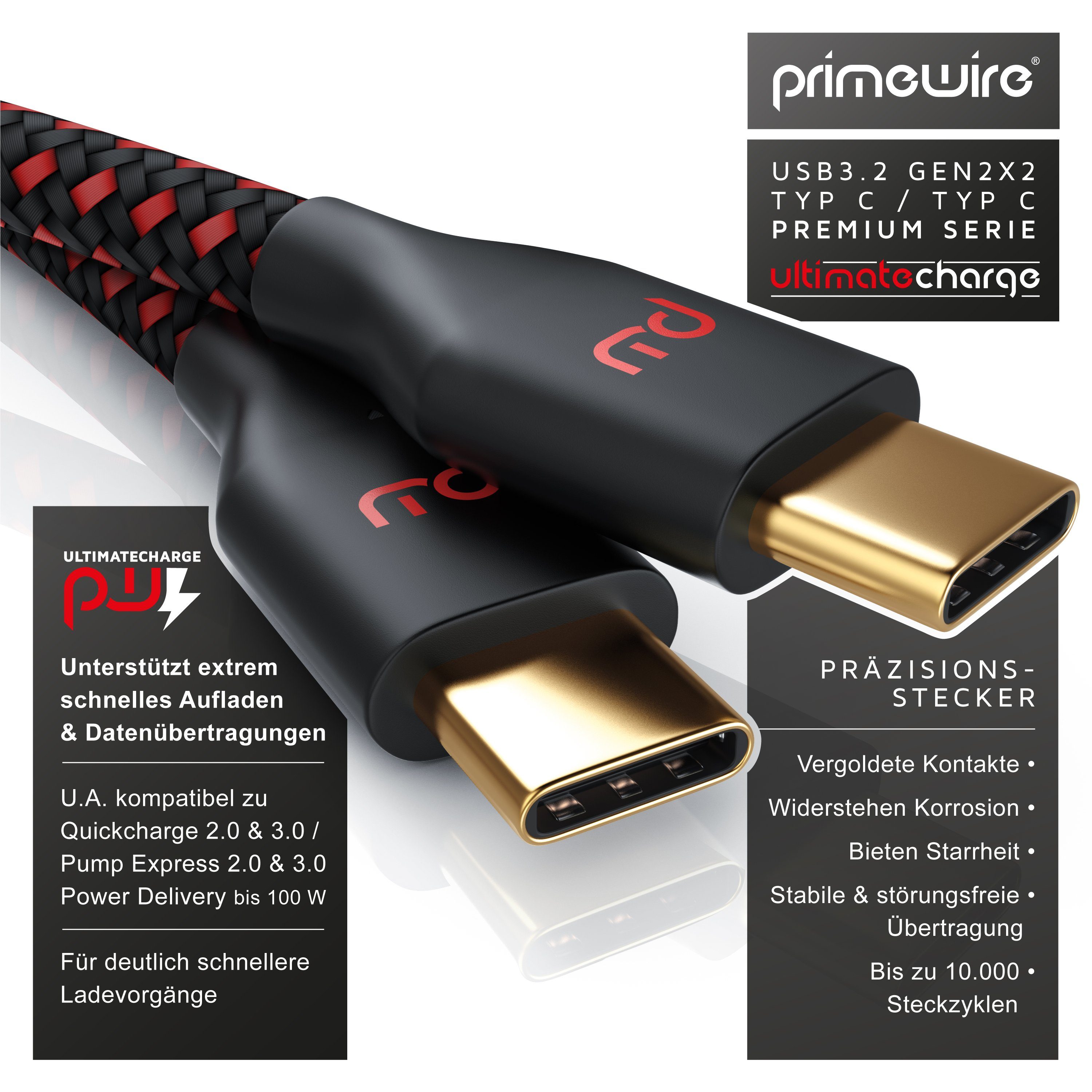 Primewire USB C Gen 2 Ladekabel / Datenkabel für Smartphone, Tablet- 1m USB-Kabel, 3.1, USB-C (100 cm), 10 Gbit/s Datenübertragung, schnelles & sicheres Laden,  – Bild 3 von 5