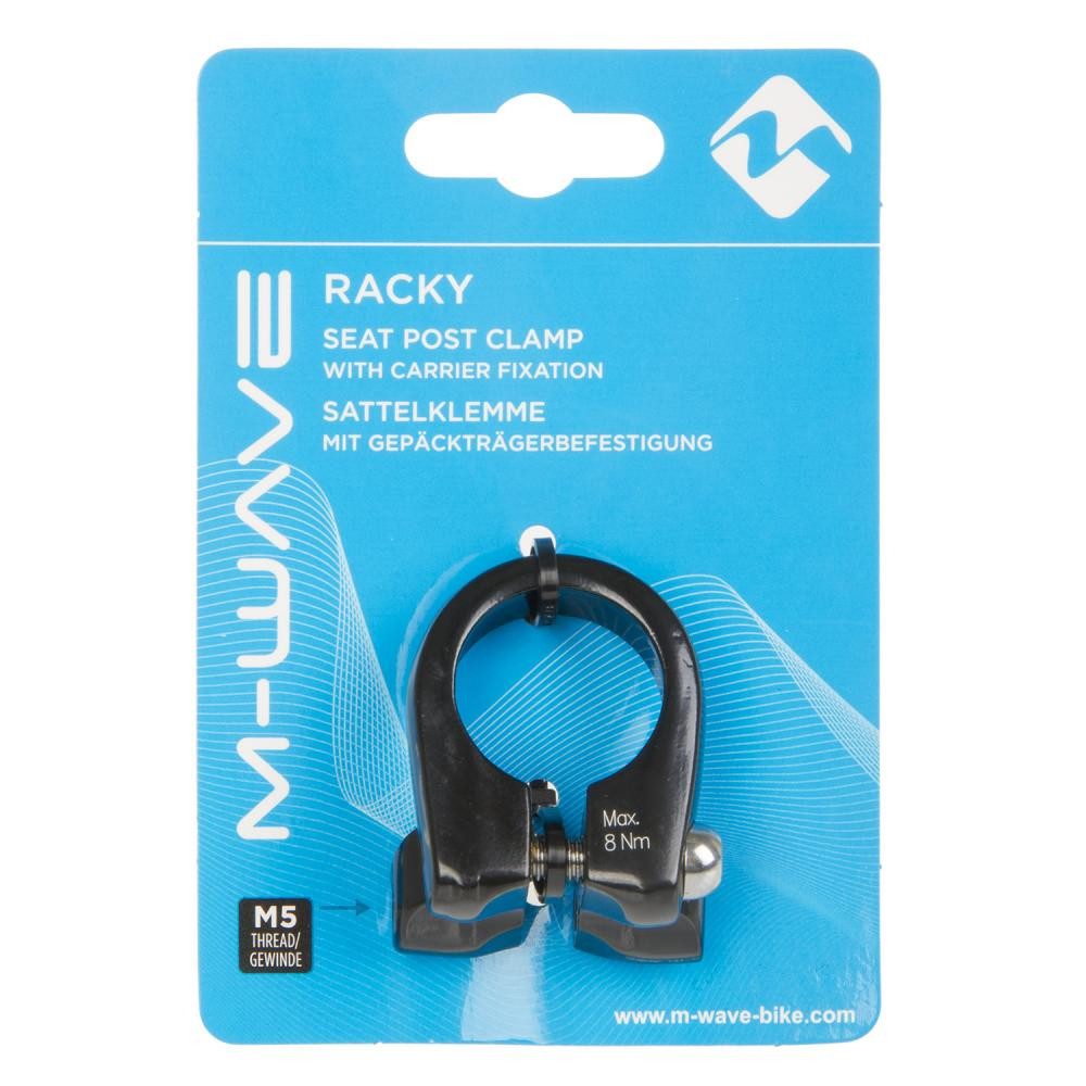 Sattelstütze M-Wave Racky Sattelklemme 31,8 mm Alu schwarz mit M5-Gewindeösen für G